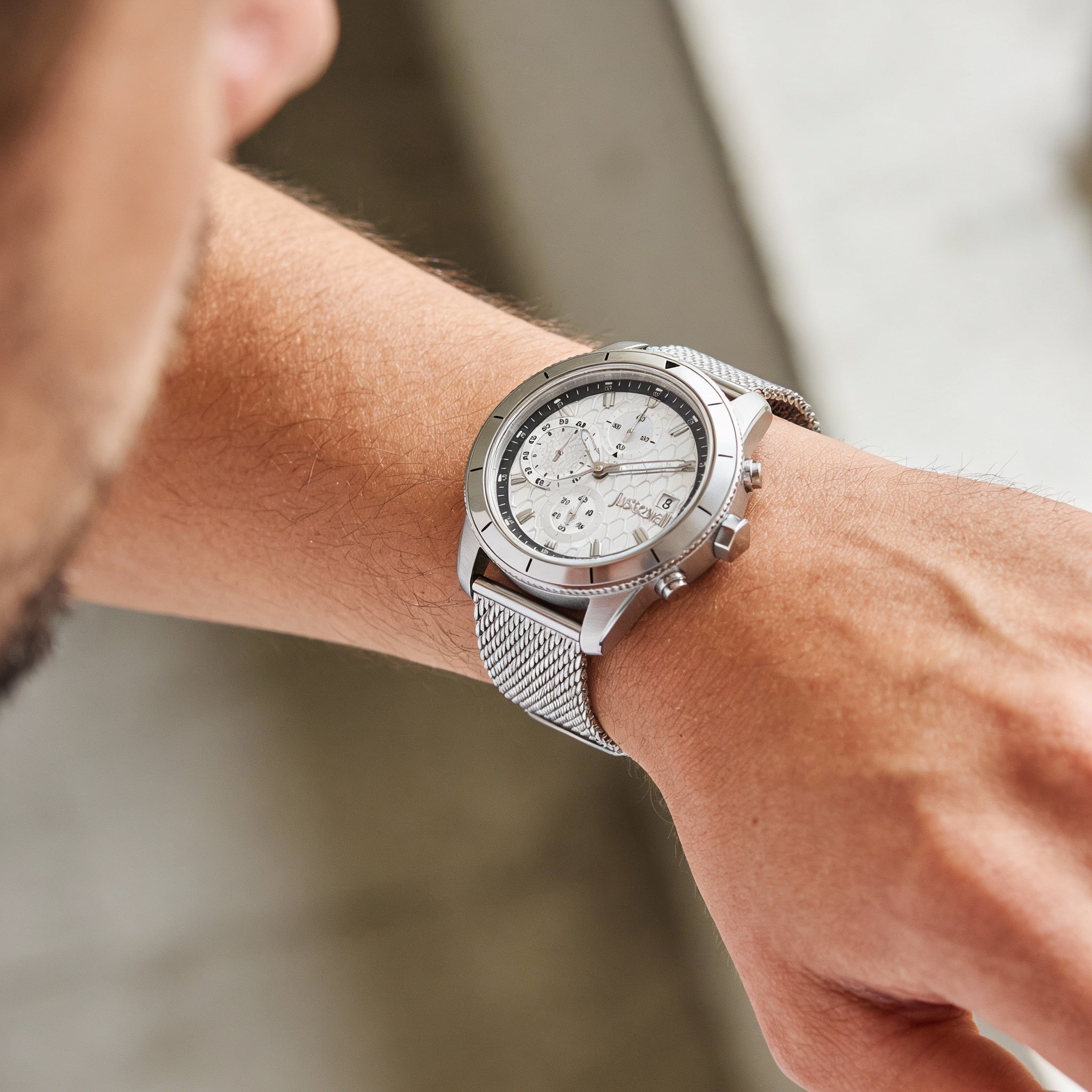 Just Cavalli Bracelet Men's Silver-Tone Stainless Steel Watch, Photo 3