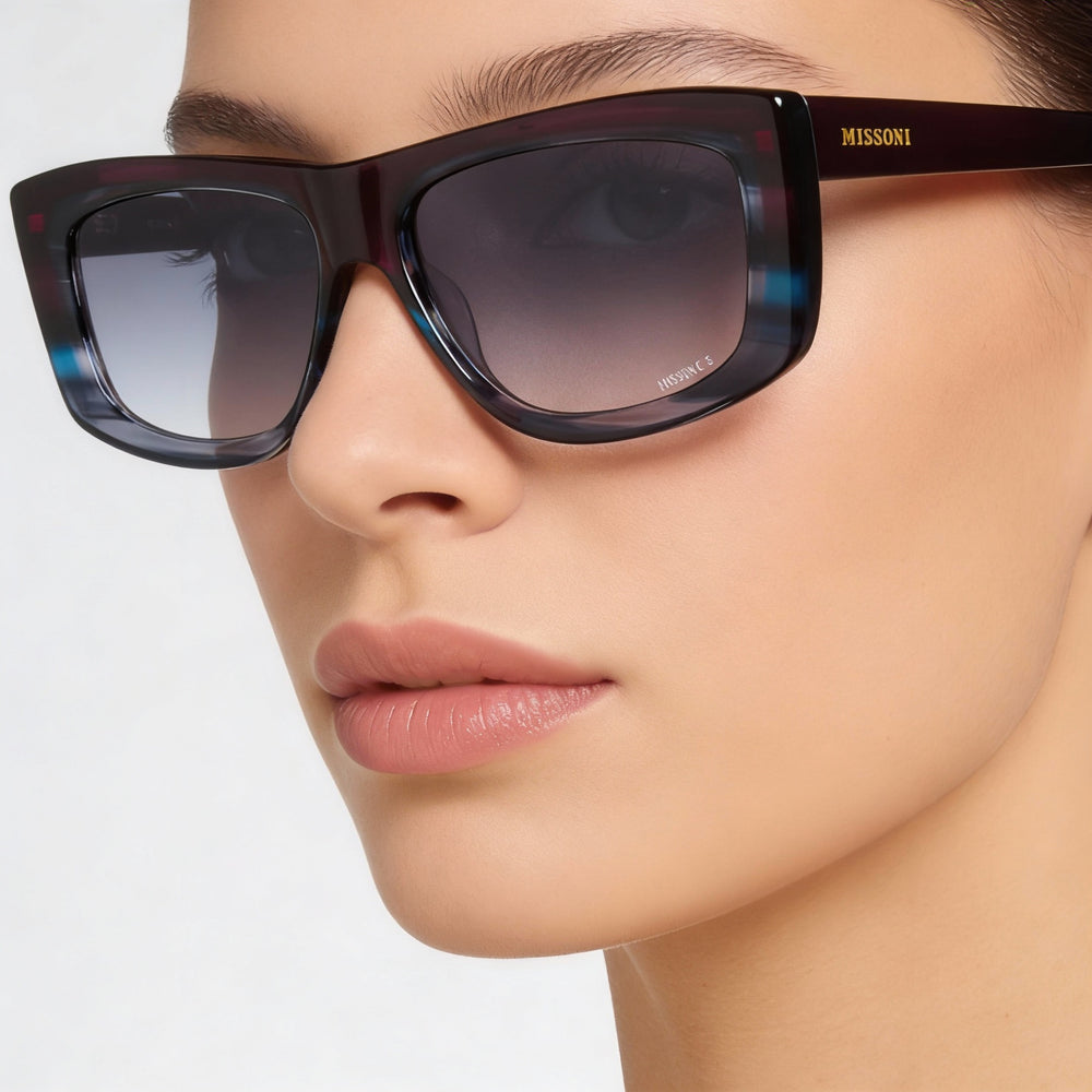 Gafas de sol Missoni Mis 0111/s modernas de acetato para mujer con protección UV, montura Blueviolhorn, lentes de cuerno de piscina azul, 56 mm