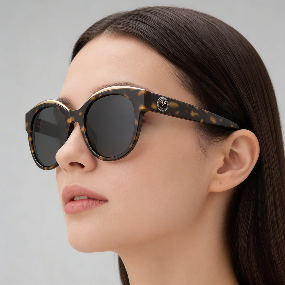 Gafas de sol Moschino Mos 33/S para mujer, montura de metal color Havana oscuro, gris y azul, sin polarizar, con protección UV, 52 mm