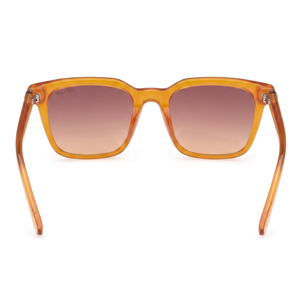 GUESS Modern Unisex Shiny Dark Orange Injected Frame Brown Lens Sunglasses 53mm