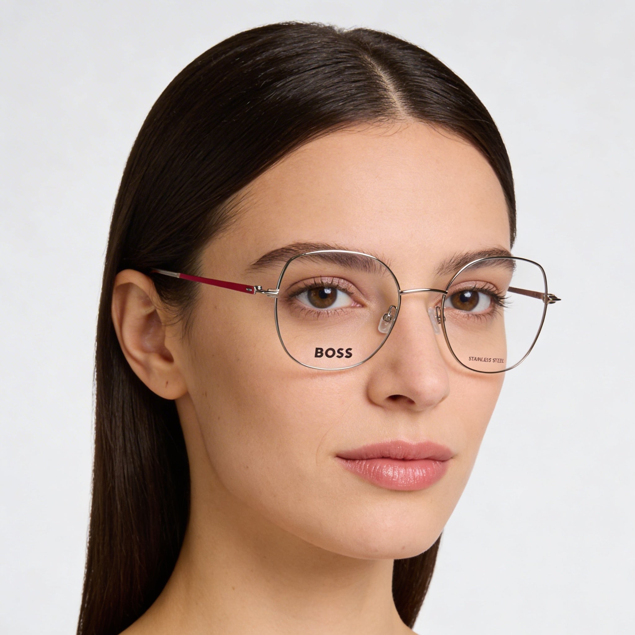 BOSS Audio Systems Women’s Modern Alloy Steel Silver Pink Non-polarized Polycarbonate Eyeglasses 52mm, Photo 4