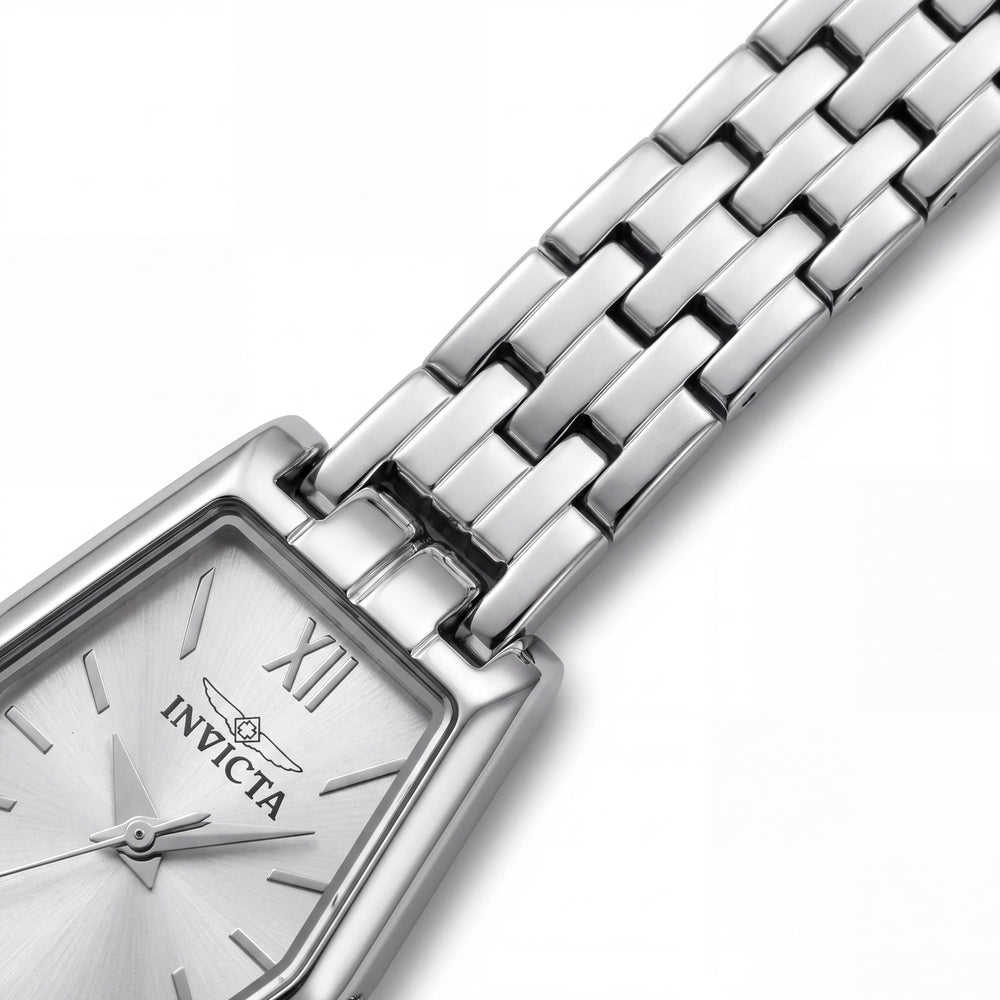 Reloj de cuarzo unisex Invicta Angel Collection 48122 con esfera plateada y caja de acero inoxidable de 20 mm