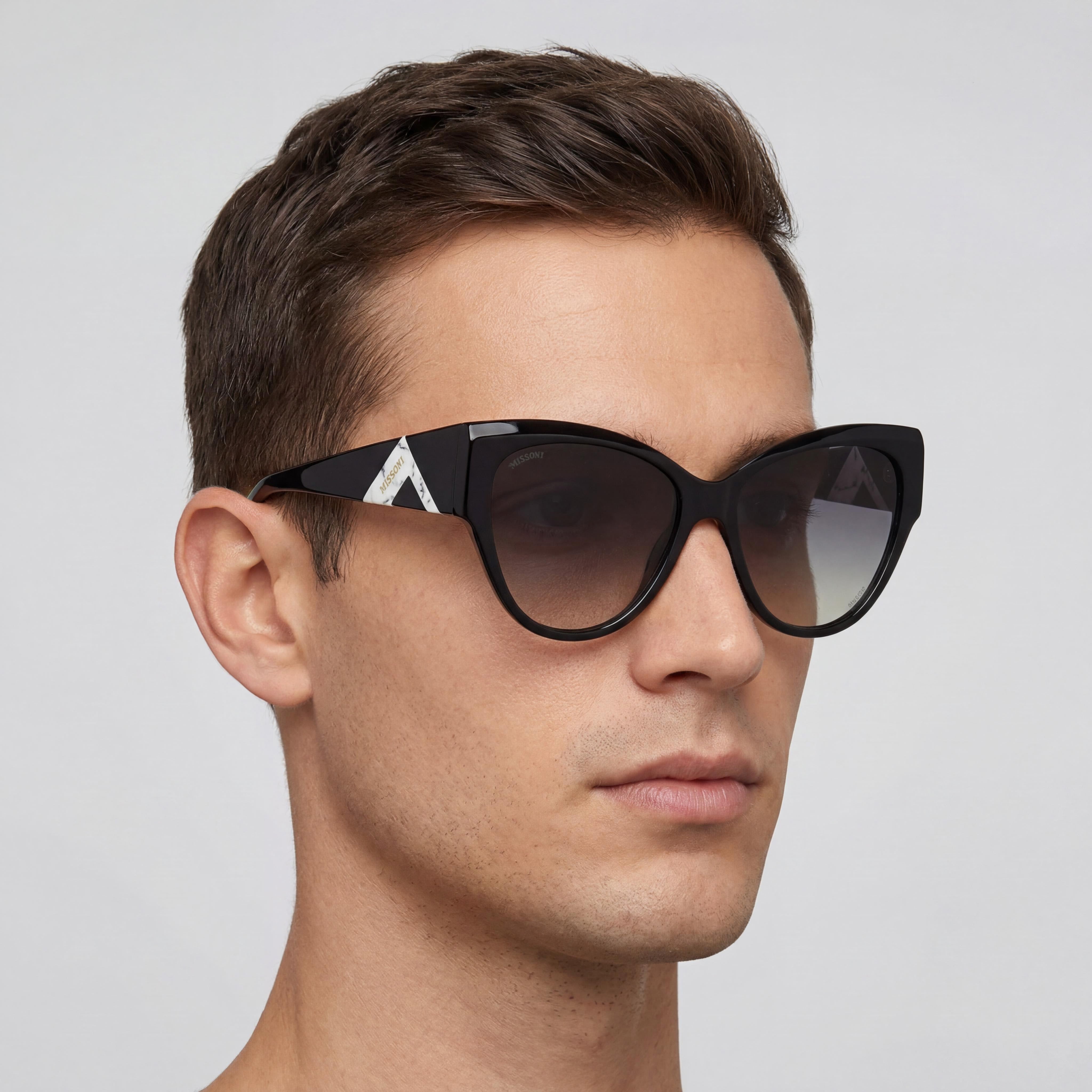 M Missoni Gafas de sol casuales para hombre de acetato negro sin polarizar de 57 mm, Photo 4