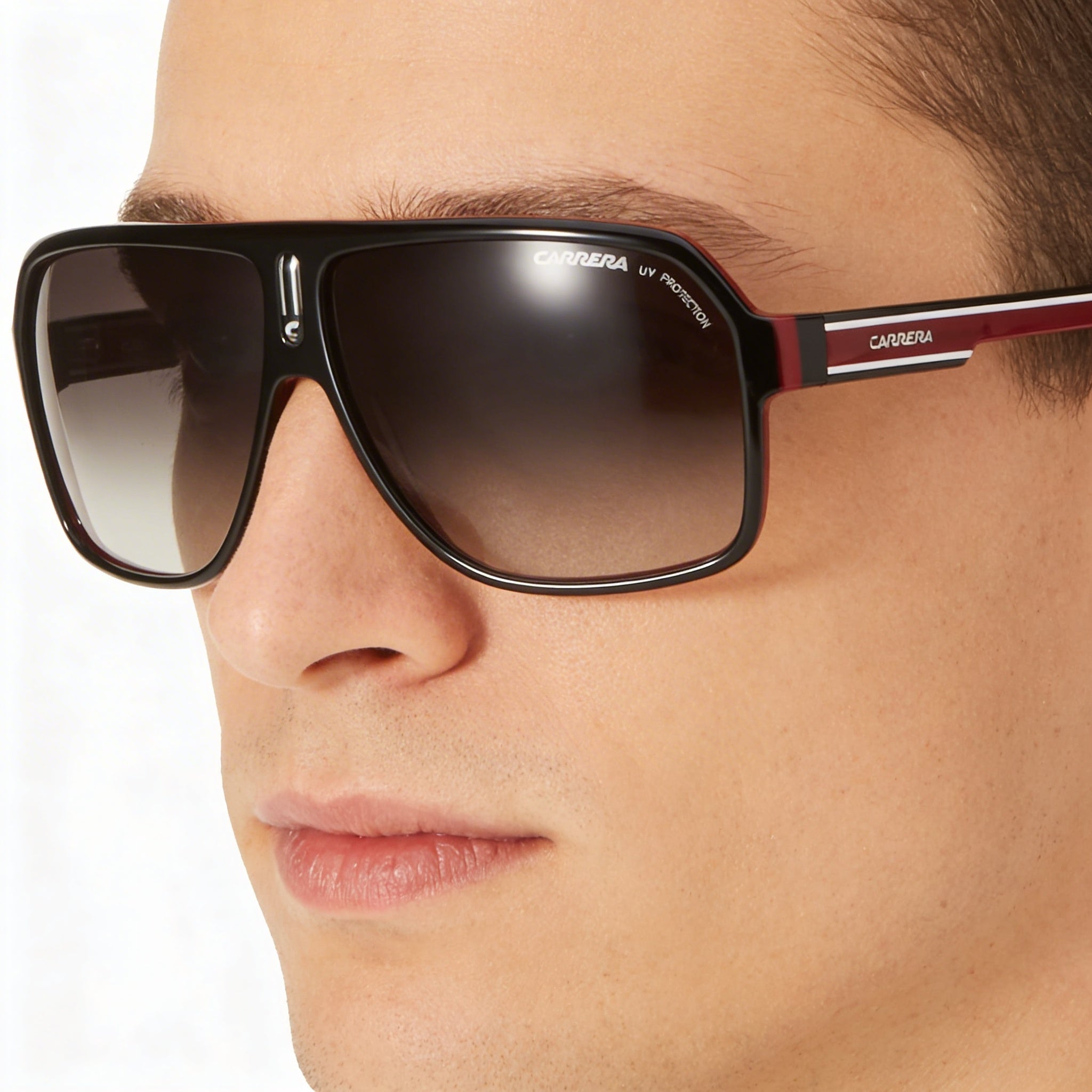 Carrera CARRERA 27 Men's Black Red Crystal White Plastic Frame Dark Grey Shaded Non-Polarized UV Protected 62mm, Photo 3