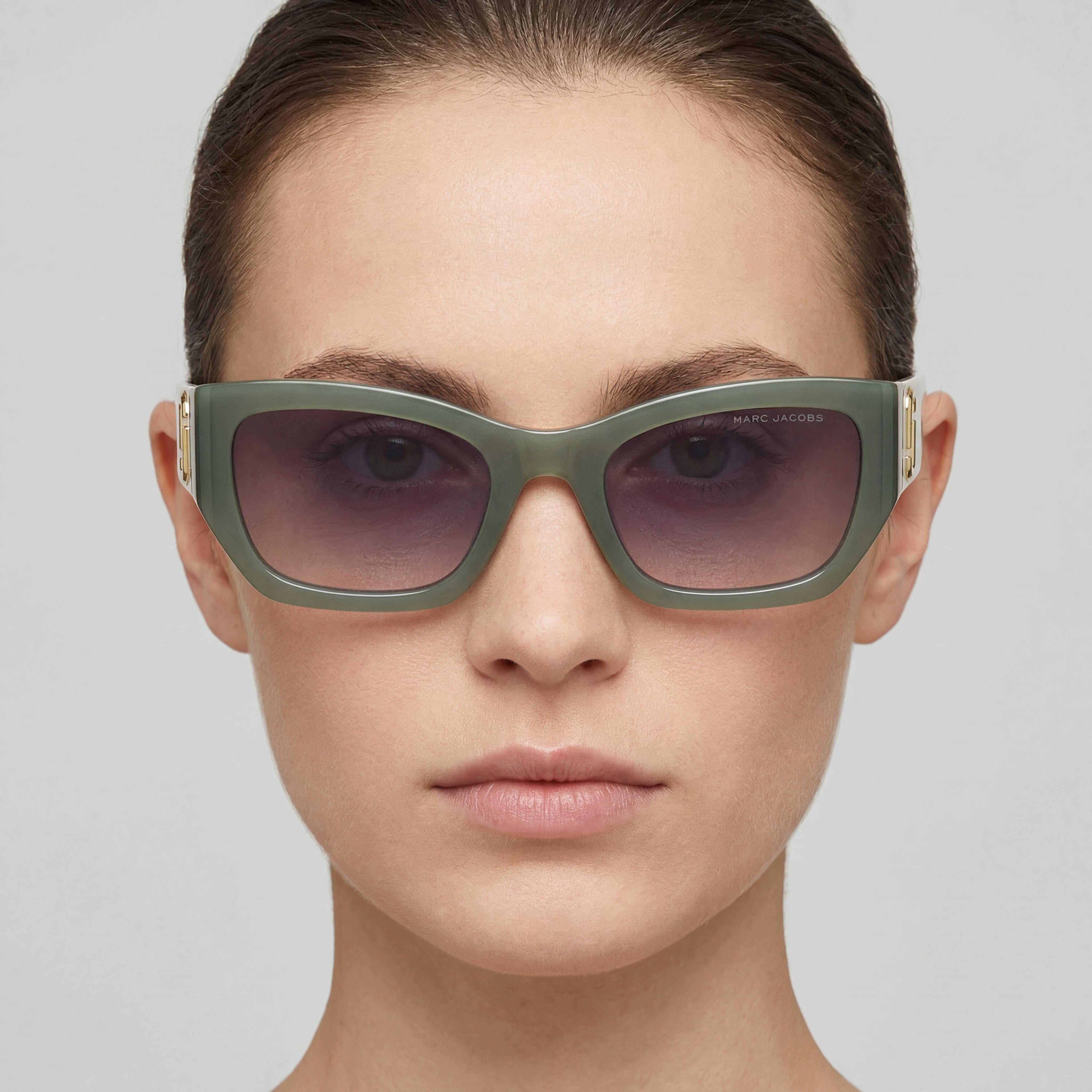 Marc Jacobs Casual Women's Sunglasses Green Cellulose Prop. Inj. Frame Grey Blue Lens Non-Polarized 53mm, Photo 4