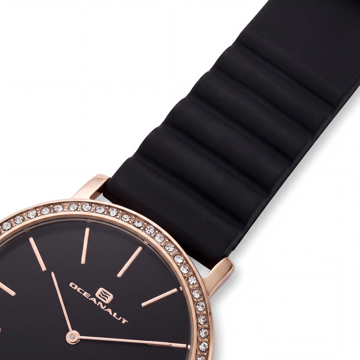 Oceanaut Quartz Movement Women's Watch with Black Case, Black Dial, and Crystal-Embellished Bezel, Photo 3