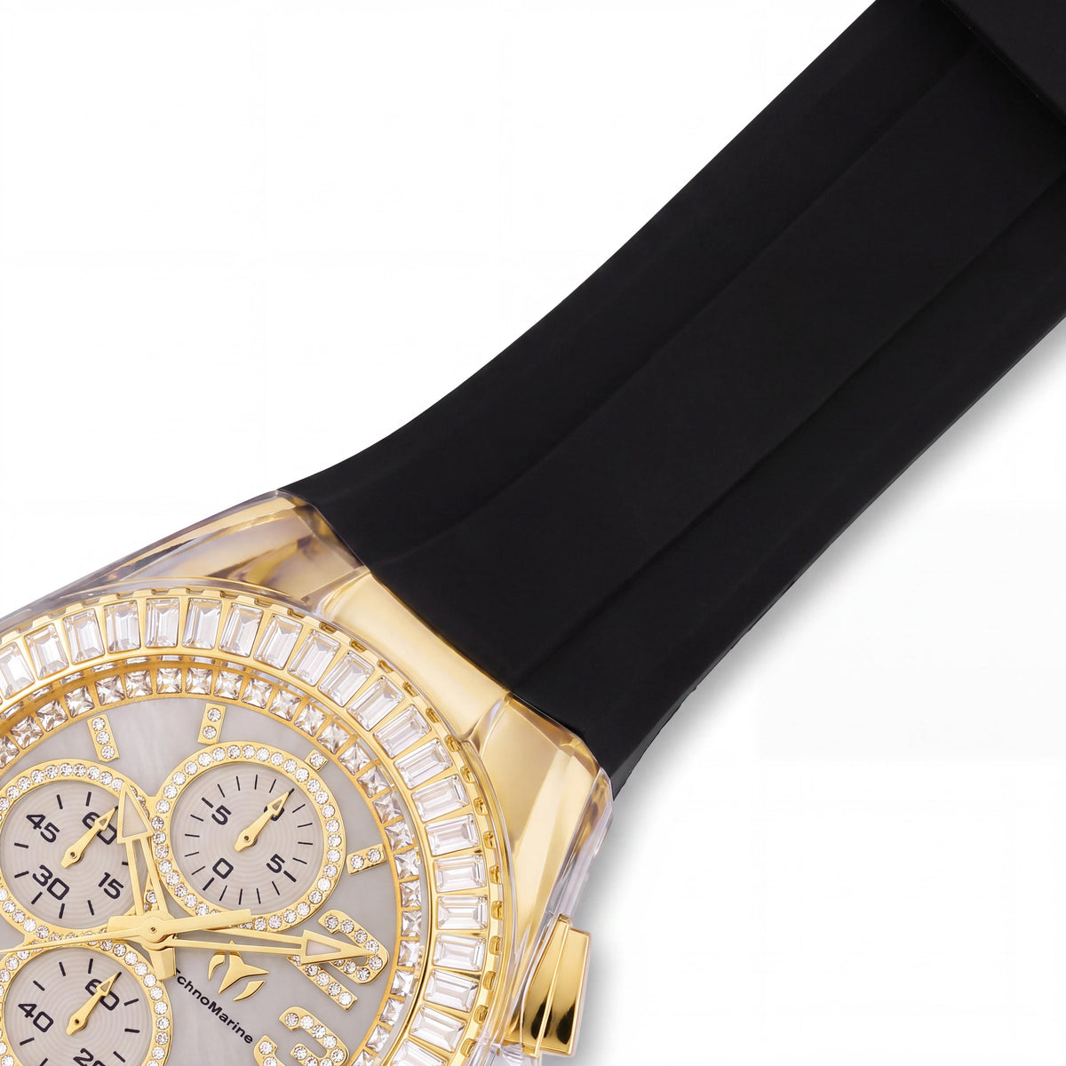 Technomarine Cruise TM-121028 Unisex Reloj con tono dorado de acero, silicona negra, esfera de nácar blanco, 45mm, cuarzo, 200m WR, Photo 2
