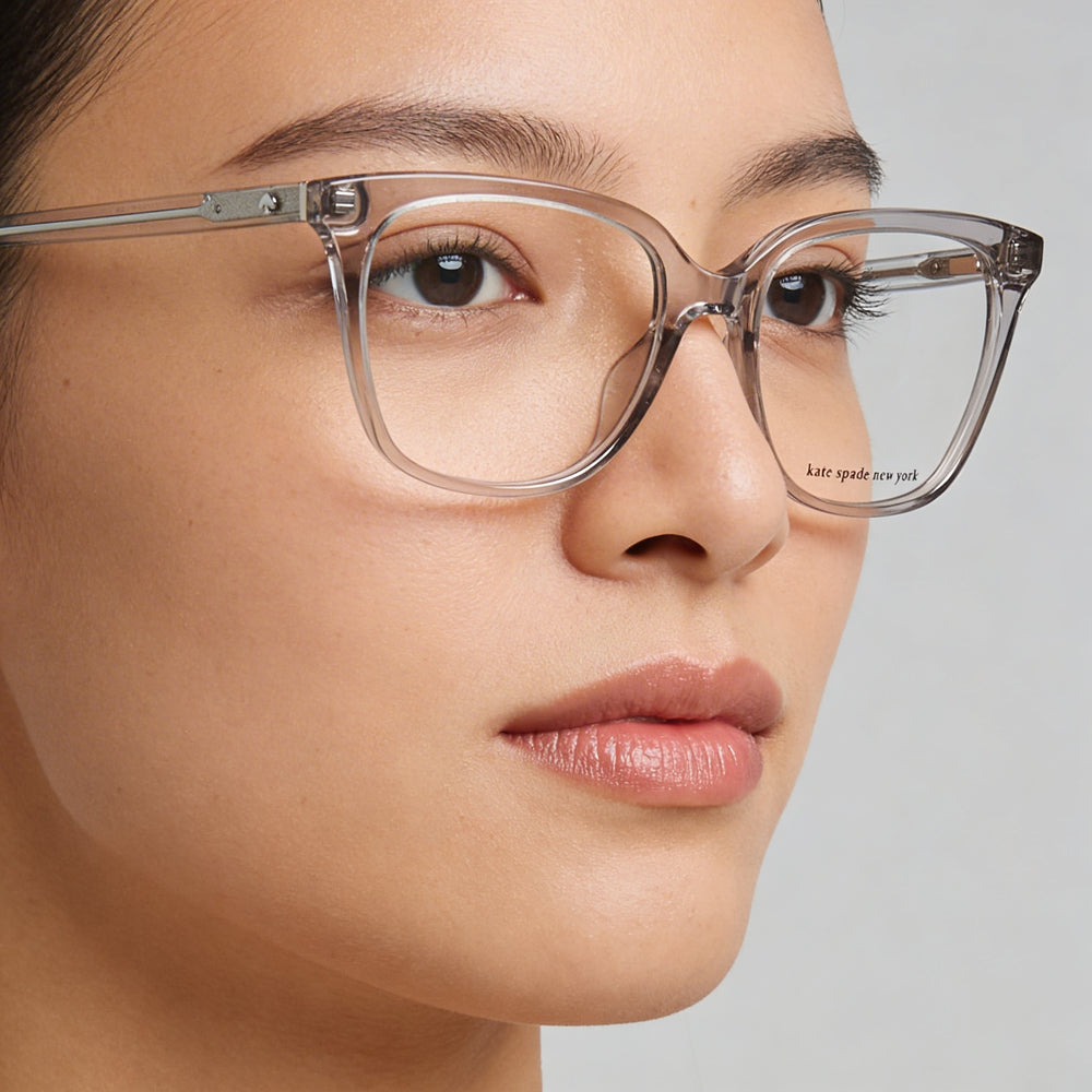 Kate Spade New York Modern Unisex Acetate Full Rim Square Eyeglasses Transparent Grey Frame Grey Lenses 51mm