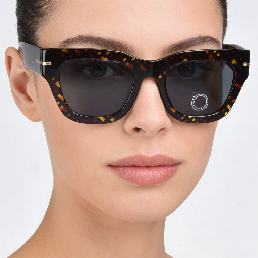 Gafas de sol de mujer Hugo Boss Boss 1520/S cuadradas de montura completa de plástico habana con protección UV de 51 mm