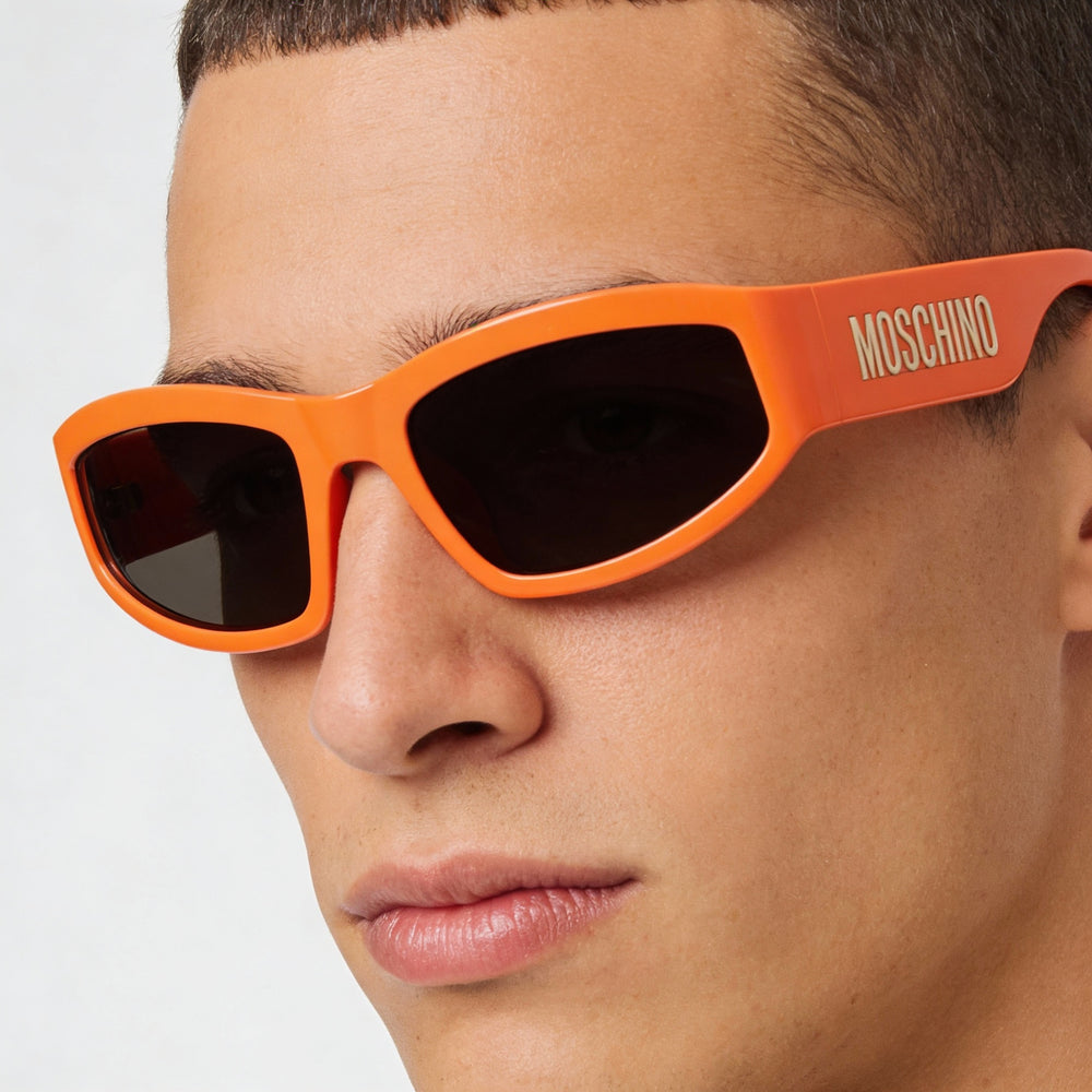 Gafas de sol Moschino Classic para hombre, de poliamida no polarizada, color naranja y marrón, con lentes marrones y 100 % de protección UV (60-21-130)