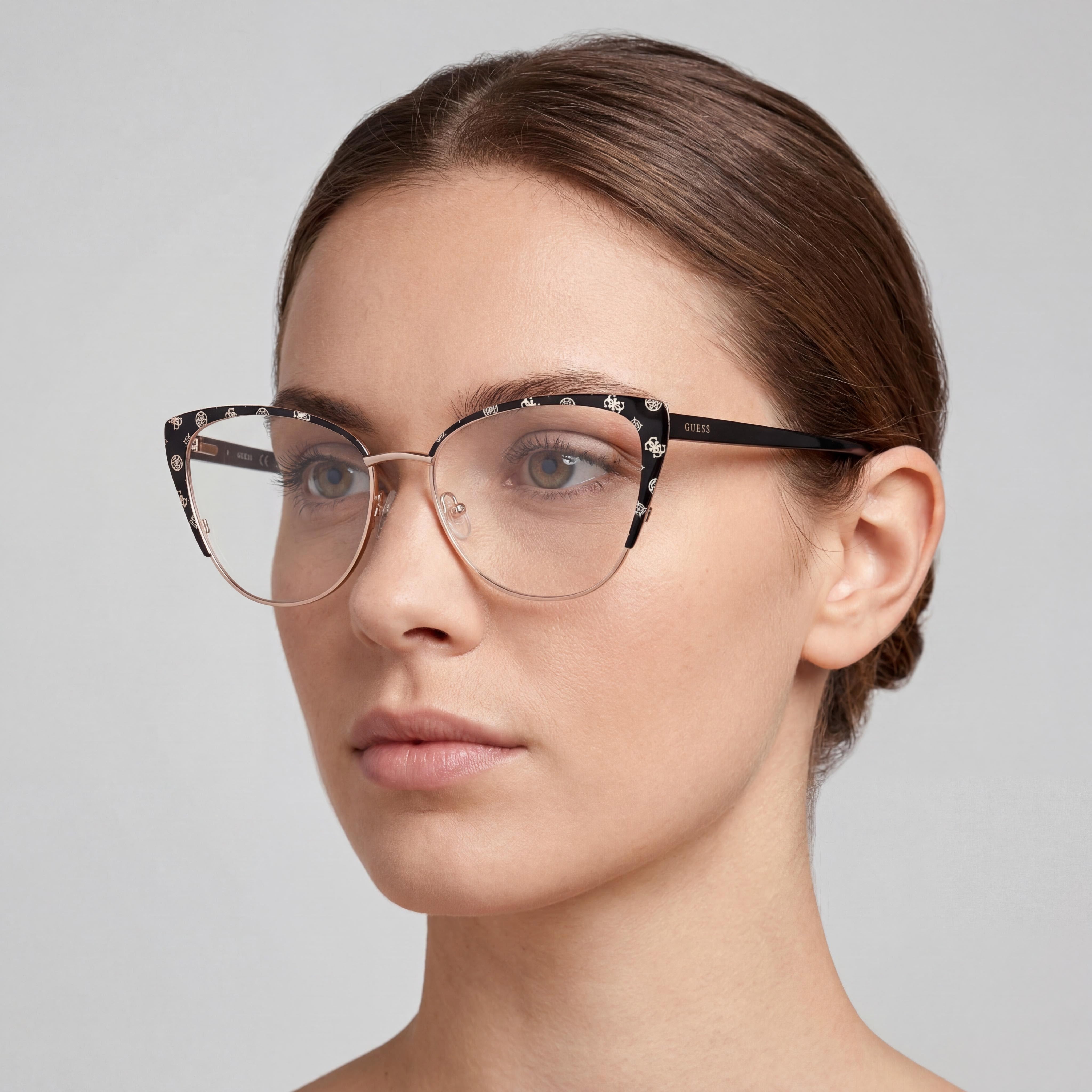 GUESS Gu50121 Women's Metal Frame Eyewear in Matte Black, Shiny Black (145-16-46), Photo 4