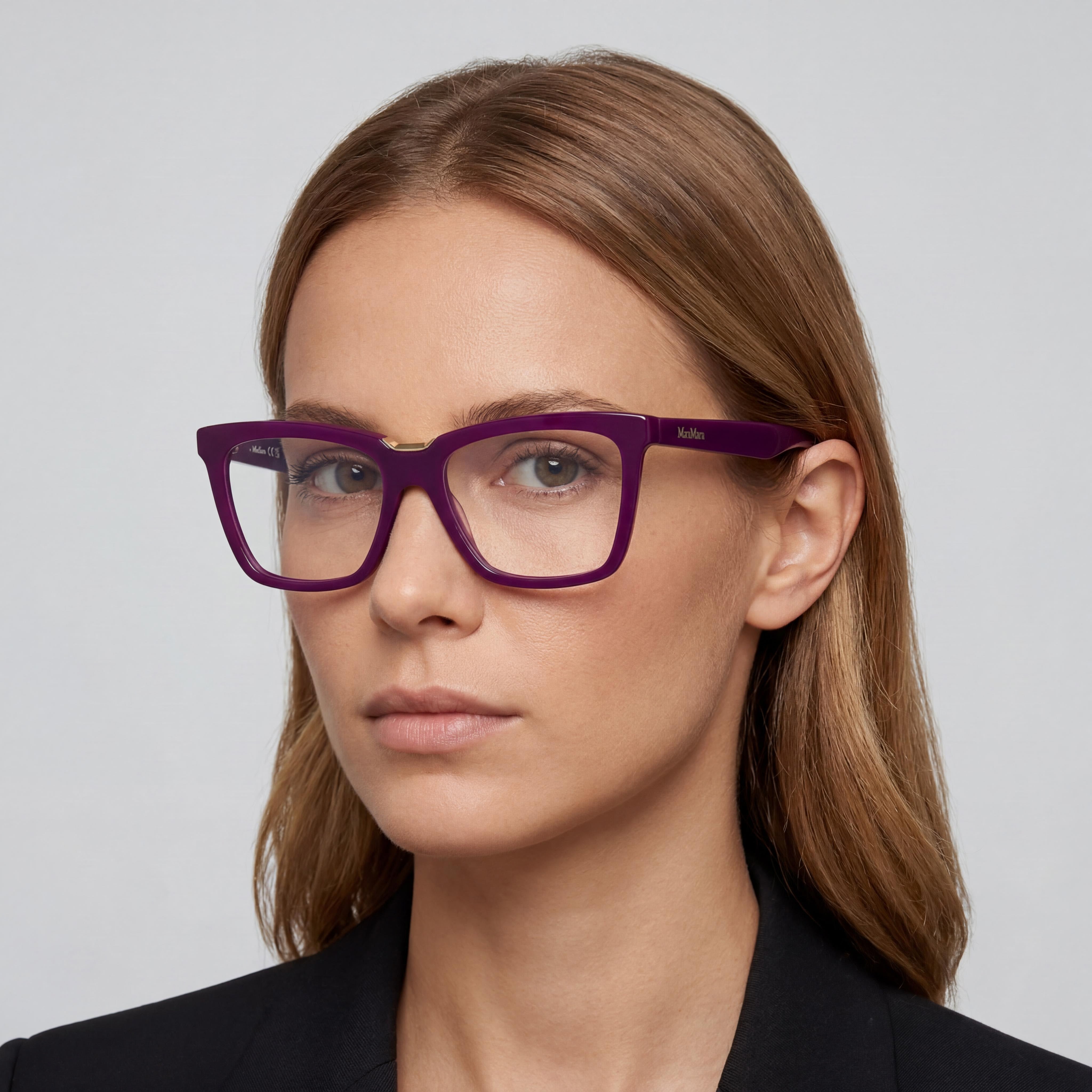 MaxMara MM5111 Women's Shiny Violet Plastic Frame Polycarbonate Glasses, Size 54-16-140mm, Photo 4