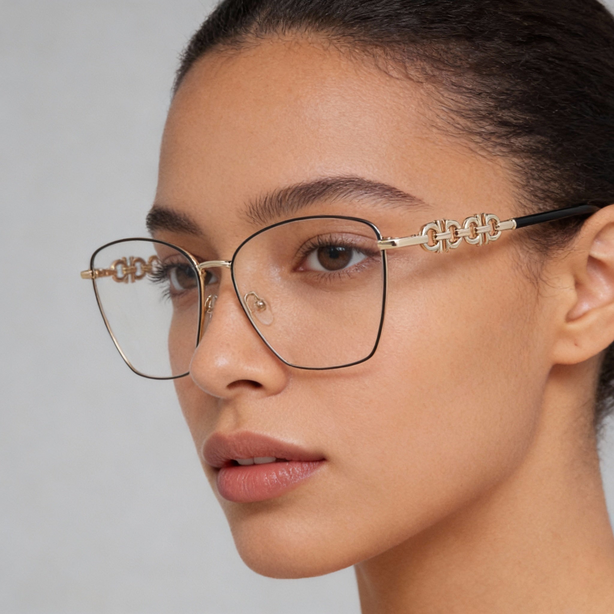 Gafas de sol Salvatore Ferragamo SF2217 para mujer, montura de acetato con diseño de mariposa, color dorado y negro, 57 mm, Photo 4