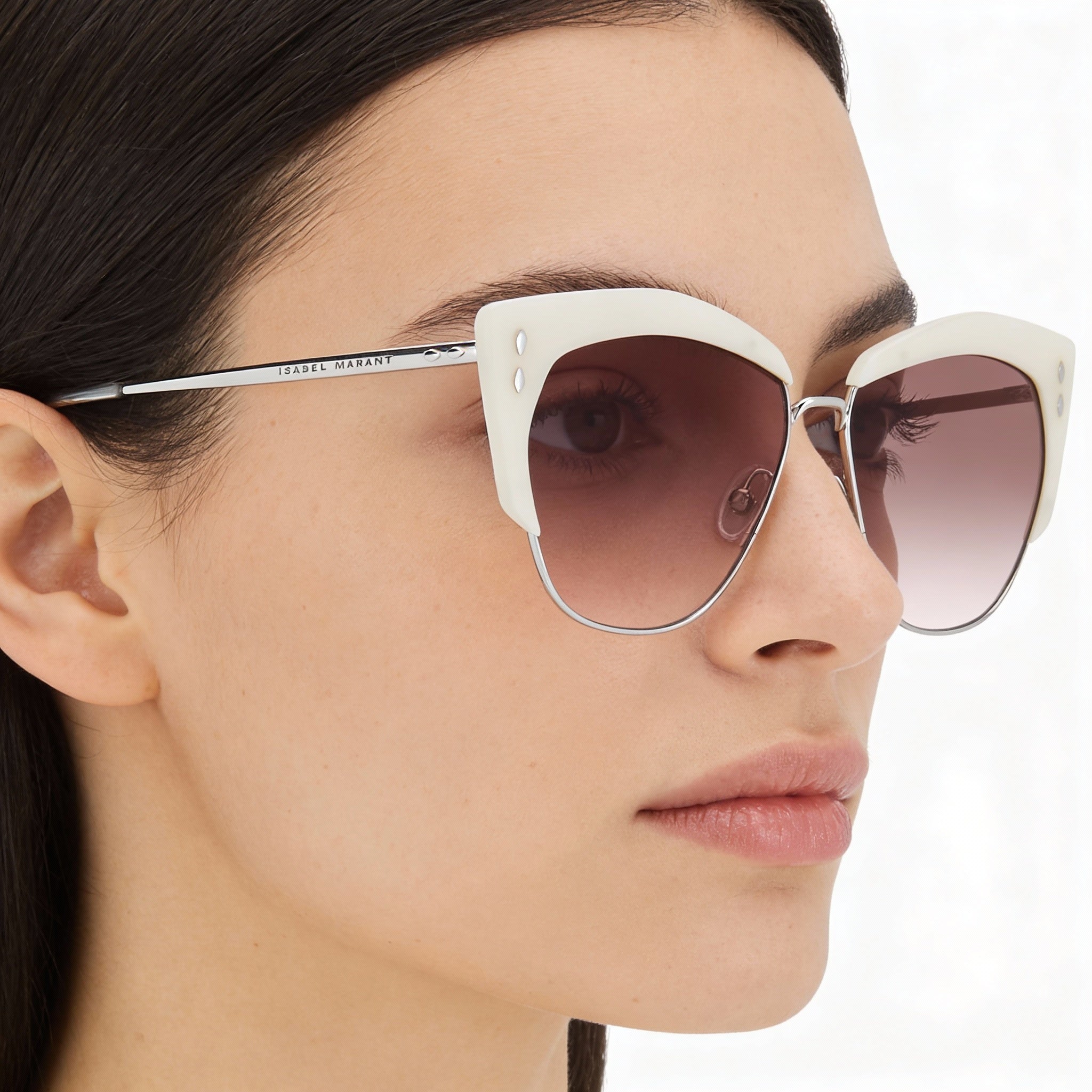 Isabel Marant Casual Women's Mother of Pearl White Metal Frame Sunglasses with Pink Doubleshade Lenses 58mm, Photo 5