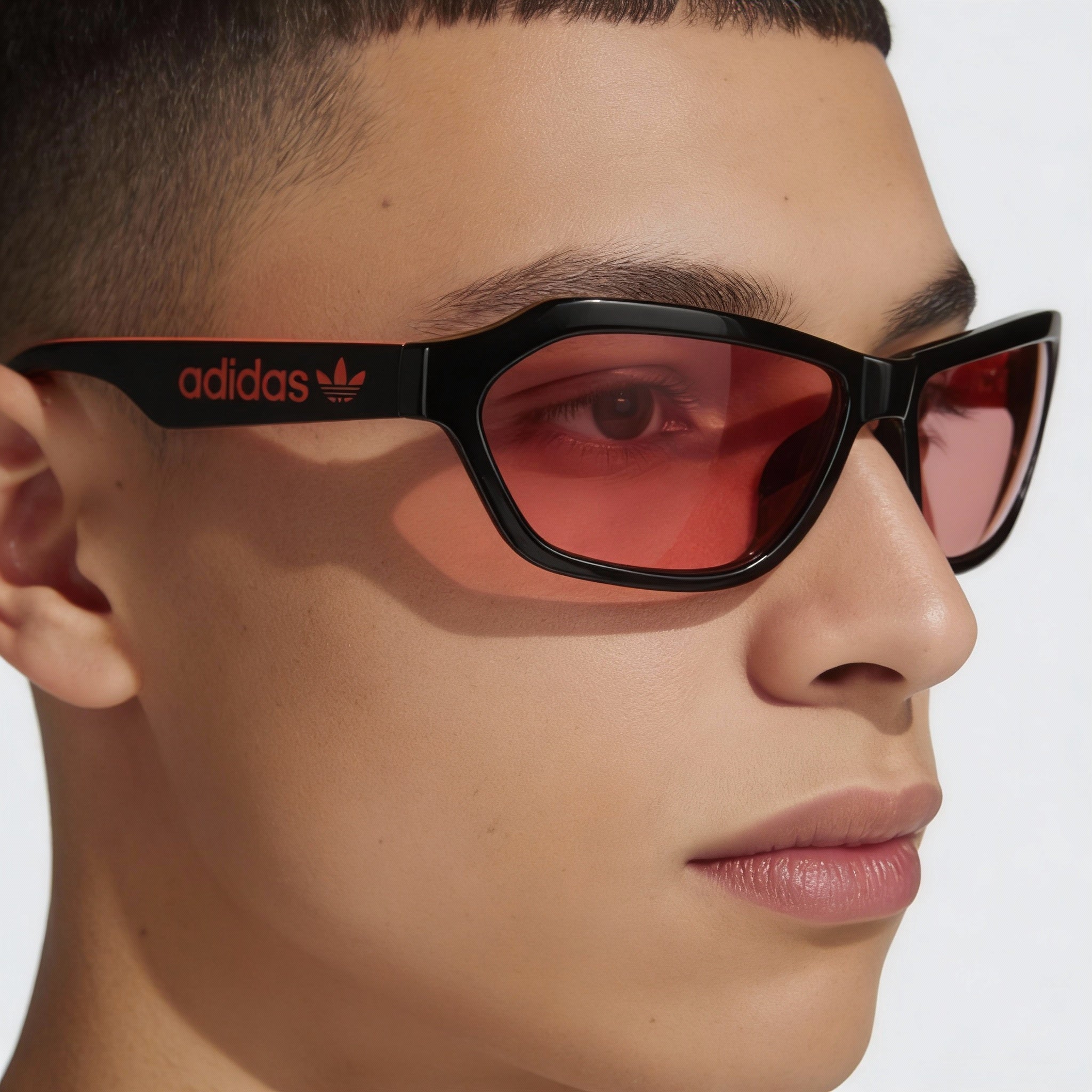 adidas Originals Modern Unisex Shiny Black Acetate Sunglasses with Bordeaux Mirror Lenses, UV Protection, 58mm, Photo 4