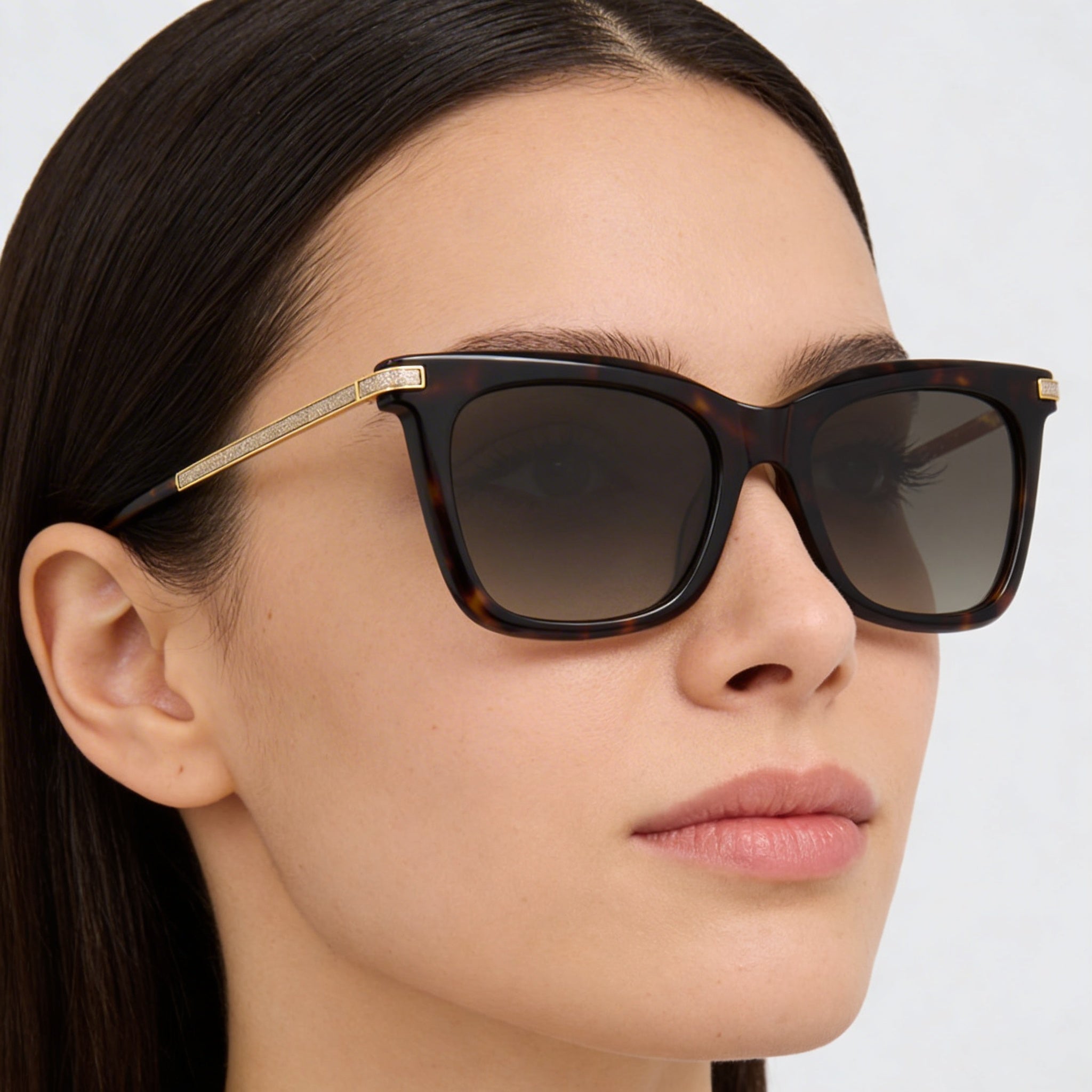 Gafas de sol clásicas Jimmy Choo para mujer, montura de acetato marrón habana degradado, lentes degradadas marrones, 100 % protección UV, 52 mm, Photo 4