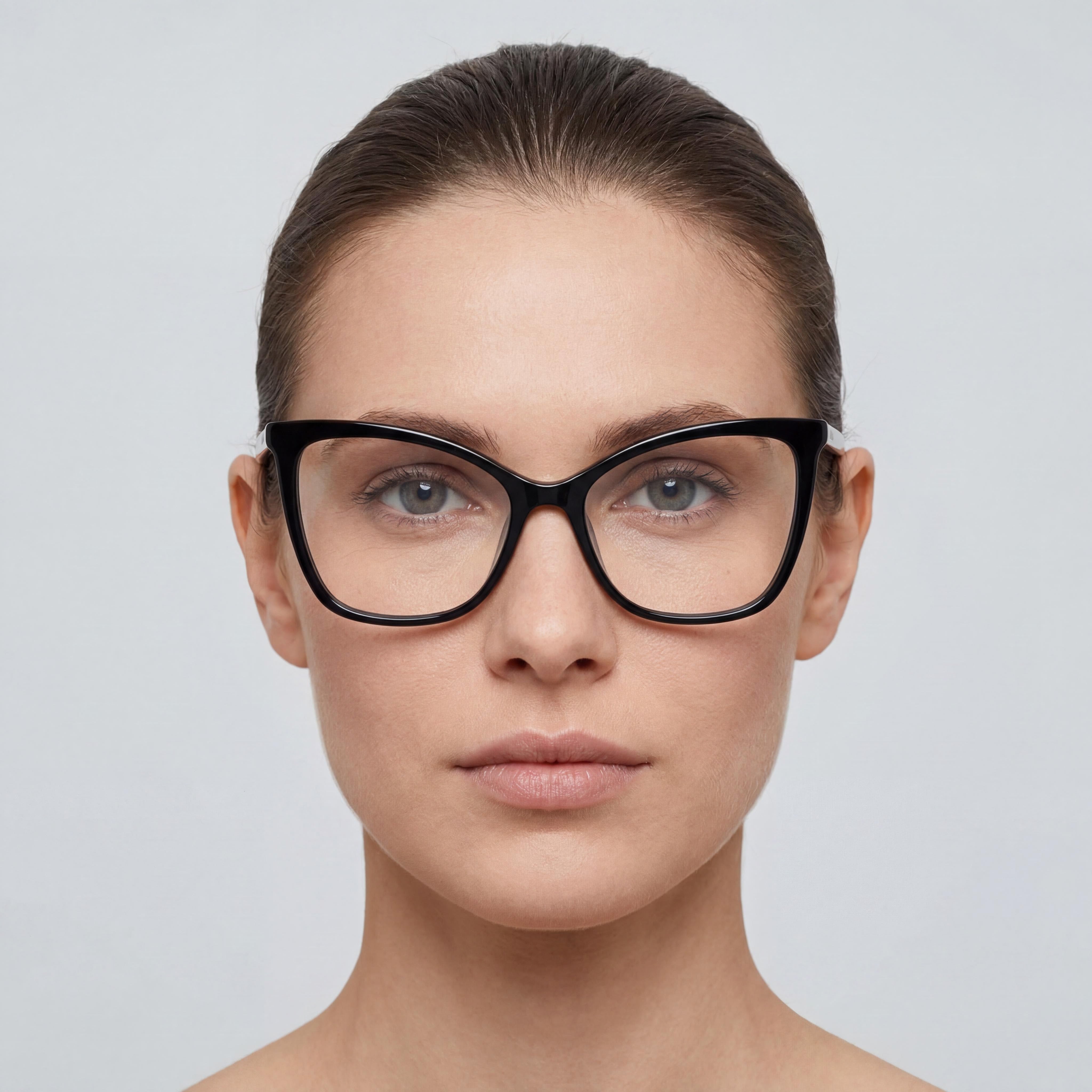 MaxMara MM5060 001 Women's Cat Eye Full Rim Glossy Black Plastic Frame Eyeglasses with Clear Lens 54mm, Photo 5