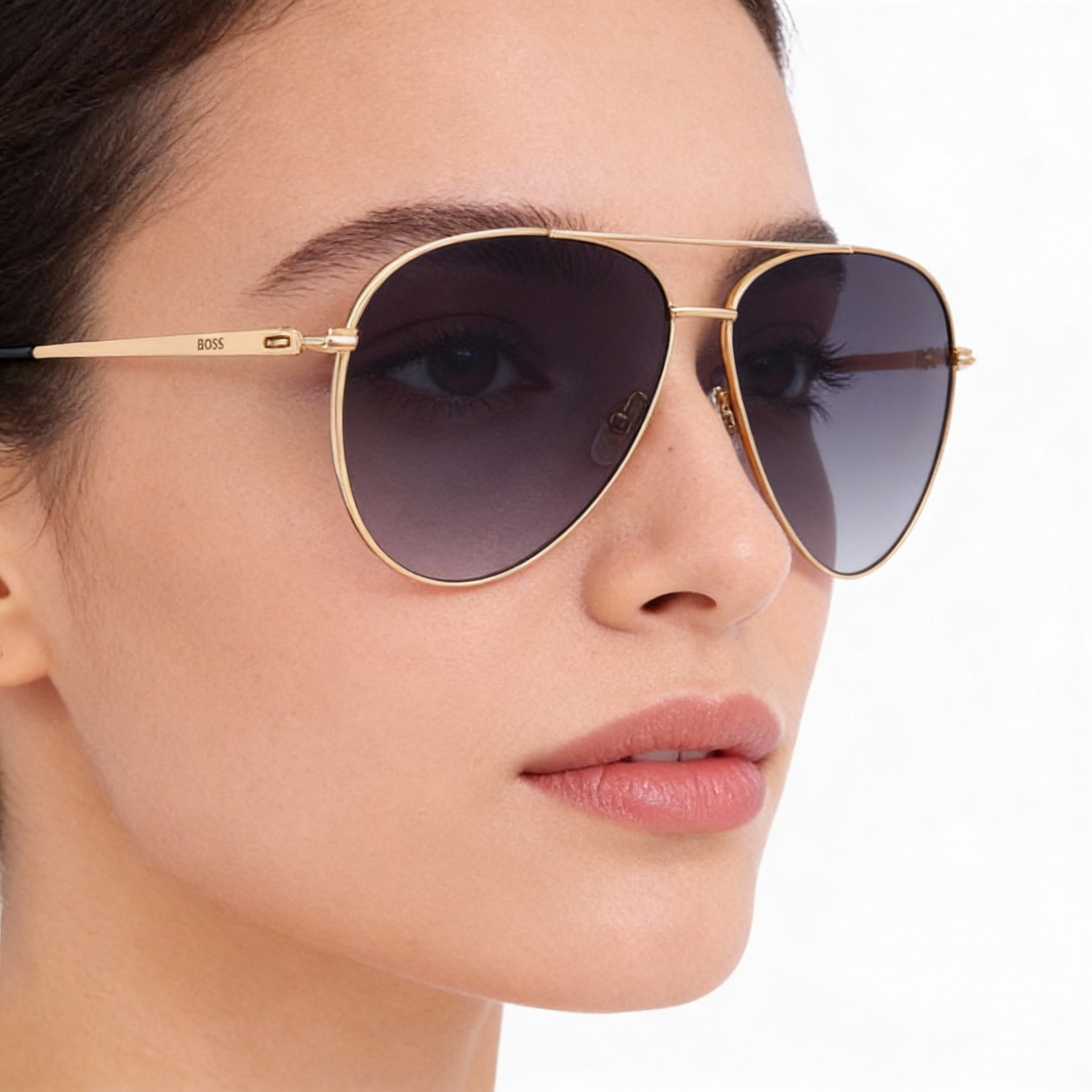 Hugo Boss Classic Women's Rose Gold Stainless Steel Non-Polarized Dark Grey Shaded Sunglasses 60mm, Photo 5