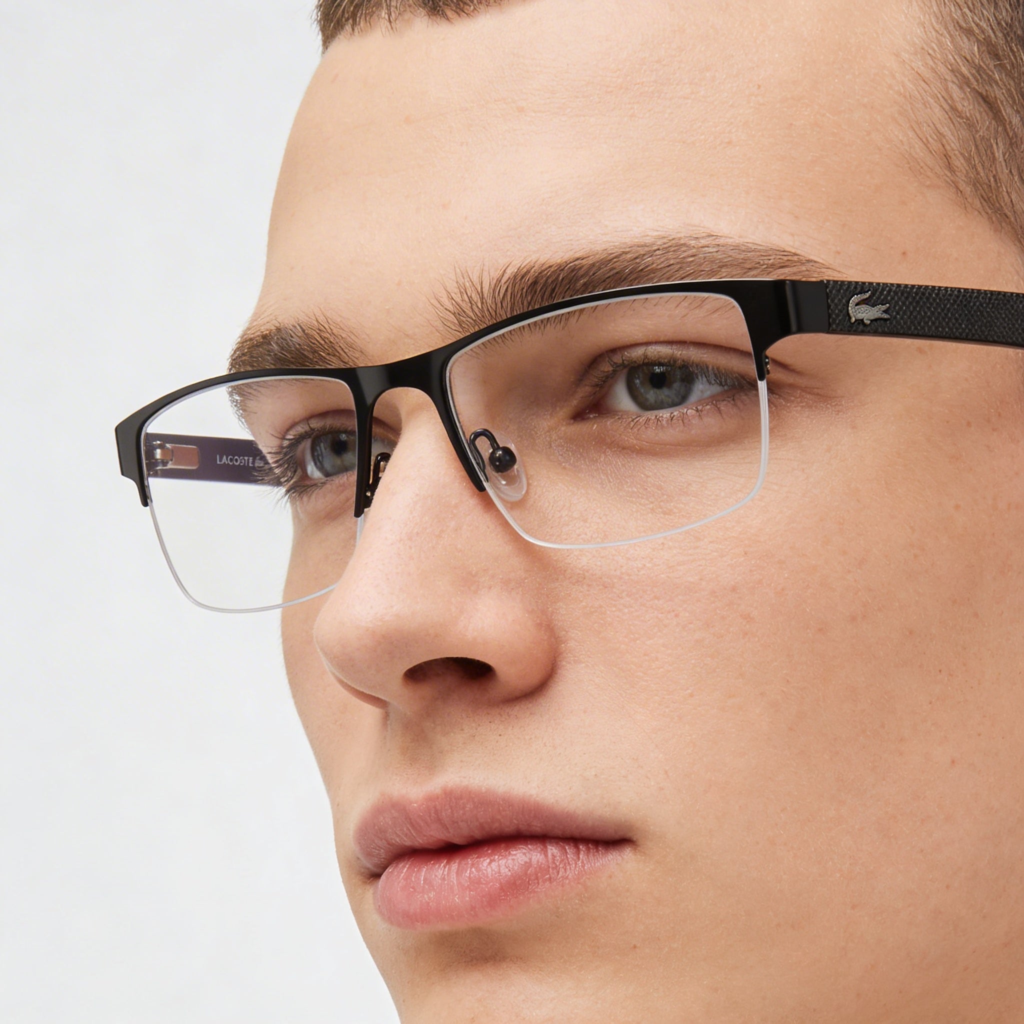 Lacoste CK20705 Unisex Matte Black Metal Half Rim Rectangle Eyeglasses Lens Width 55mm, Photo 5