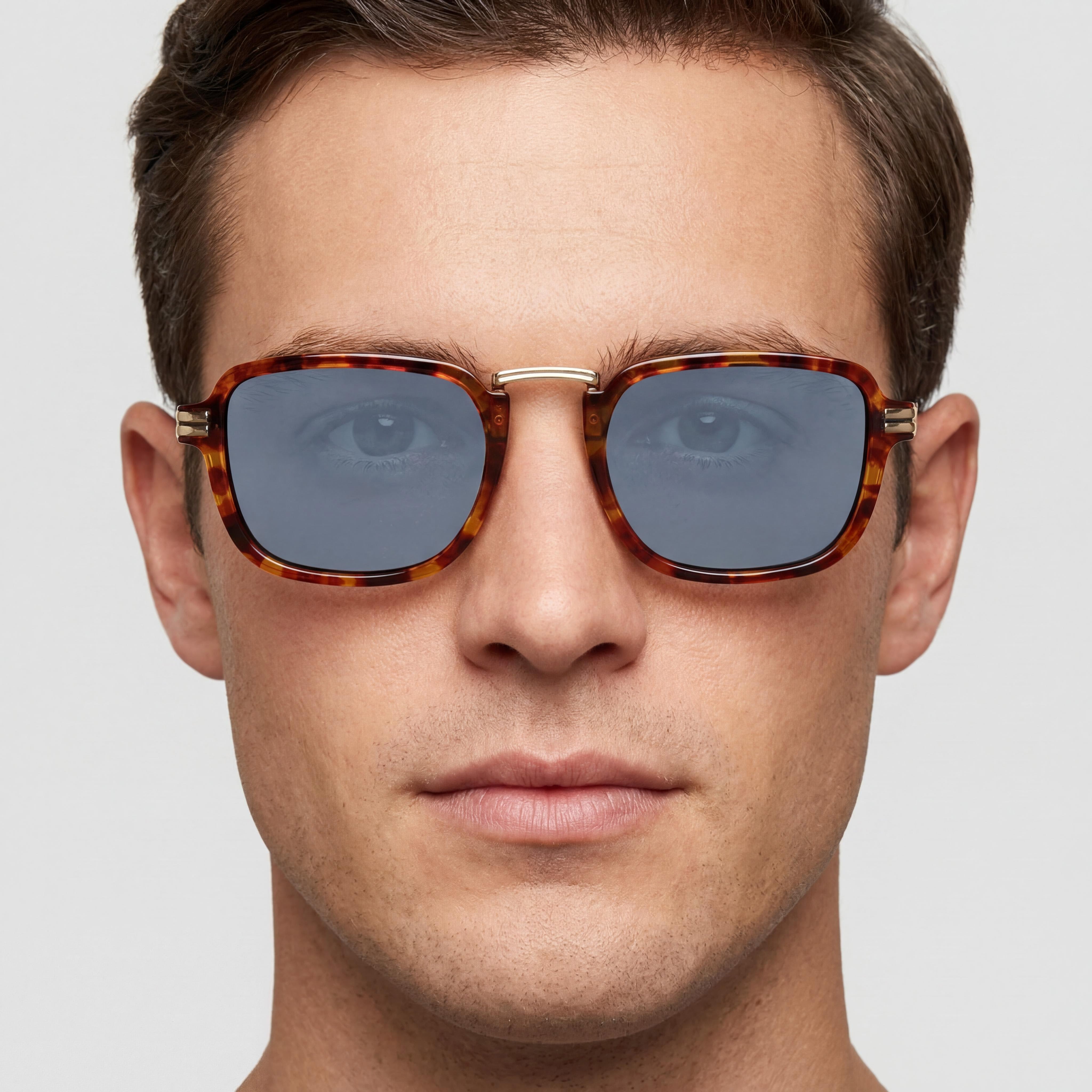 PRIVÉ REVAUX 206318 No Concept Men's Havana Honey Blue Polycarbonate Frame UV Protection Sunglasses 52mm, Photo 3
