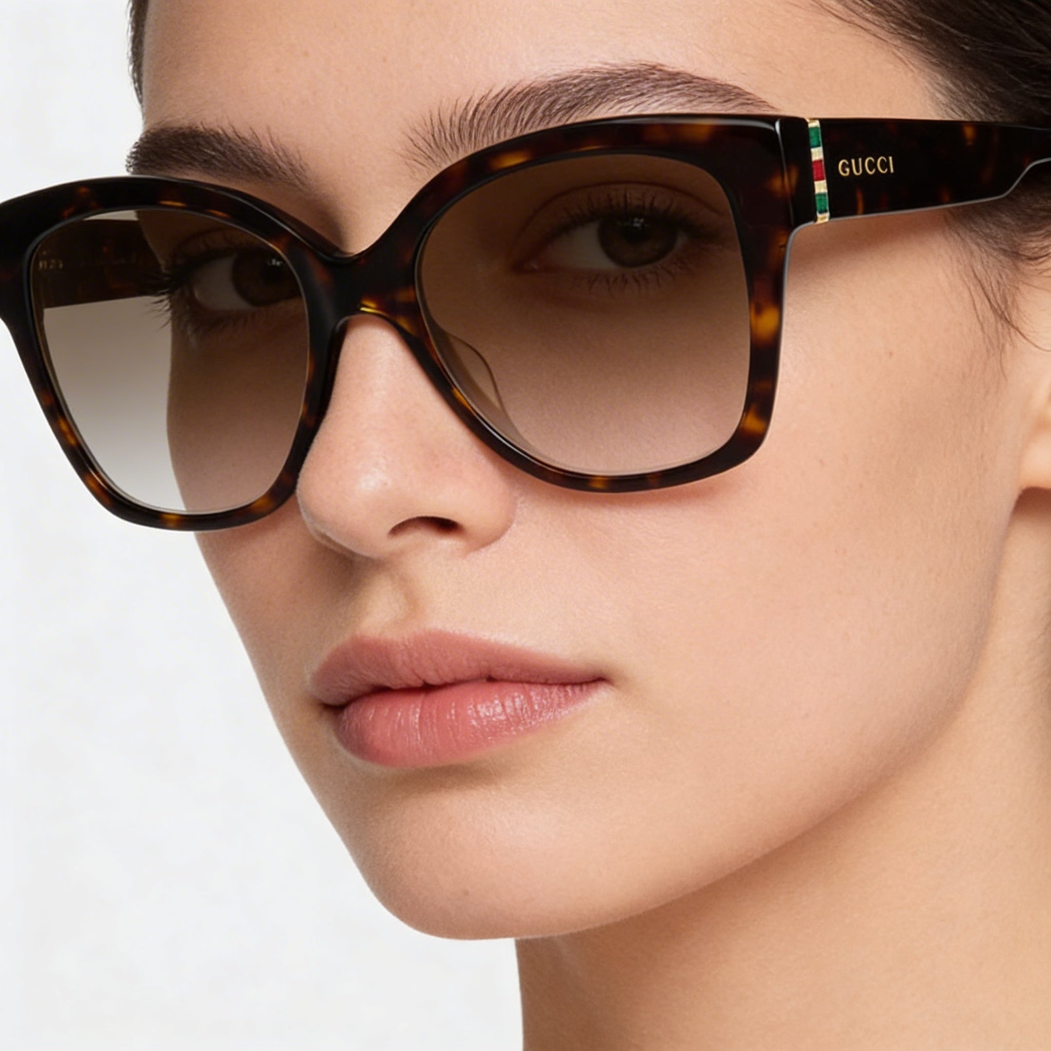 Gucci Glam Women's Dark Havana Brown Shaded Non-Polarized UV Protection Sunglasses, 54mm Lens, Photo 5