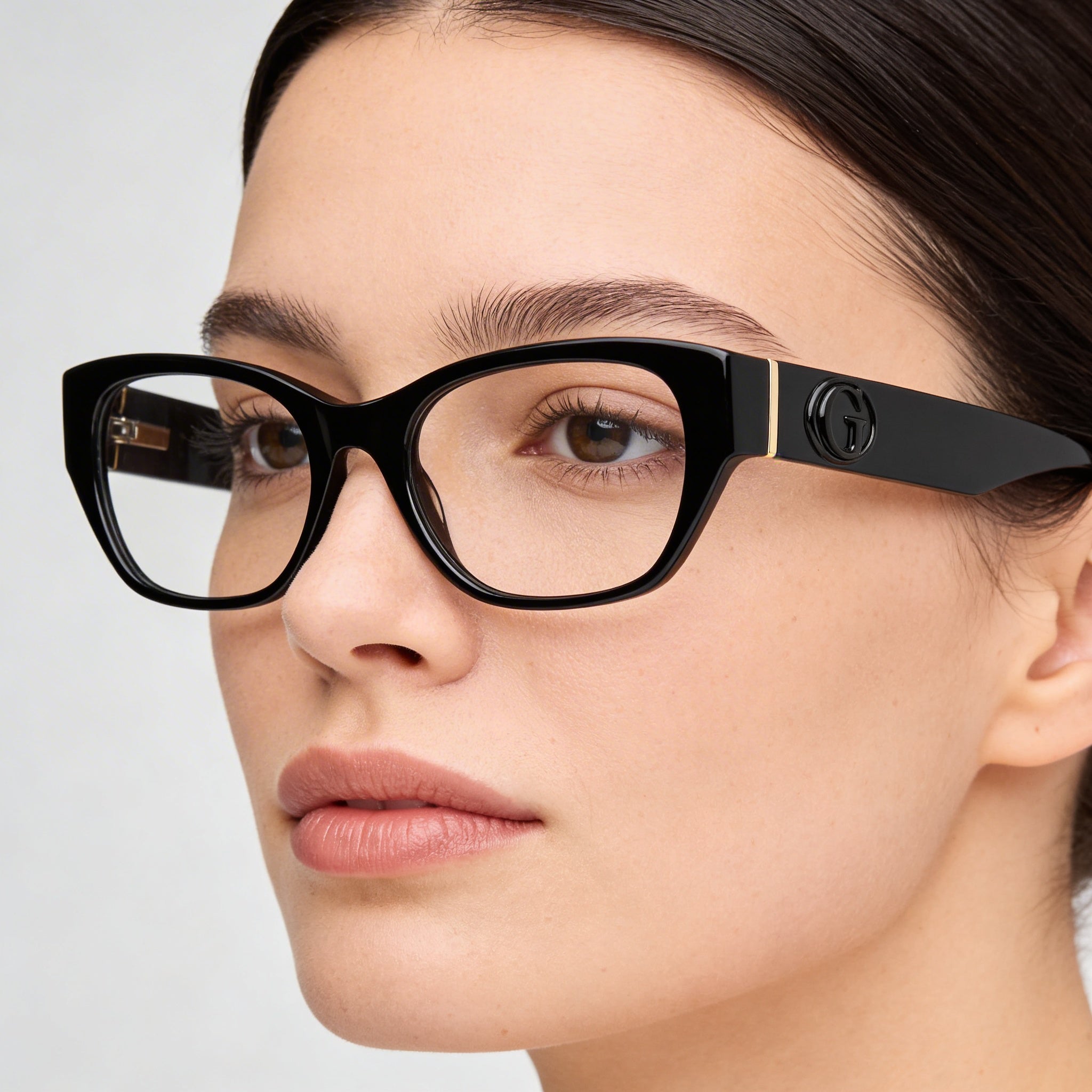 GUESS Gu50304 Women's Shiny Black Plastic Frame with Transparent Polycarbonate Lenses Eyeglasses 52mm, Photo 4