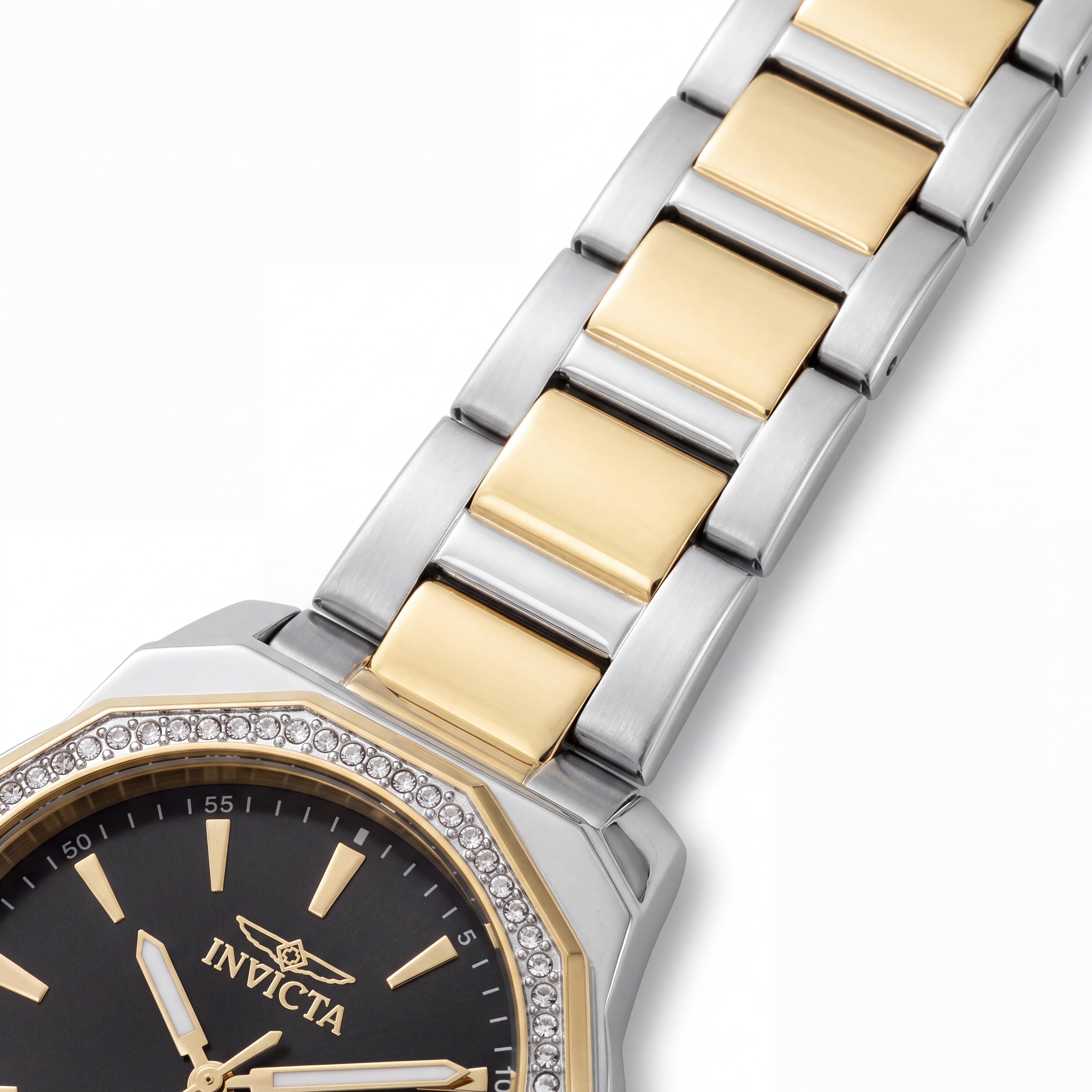 Reloj de cuarzo Invicta Speedway 49112 para mujer con brazalete de acero inoxidable tono plateado, esfera negra de 34 mm, Photo 3