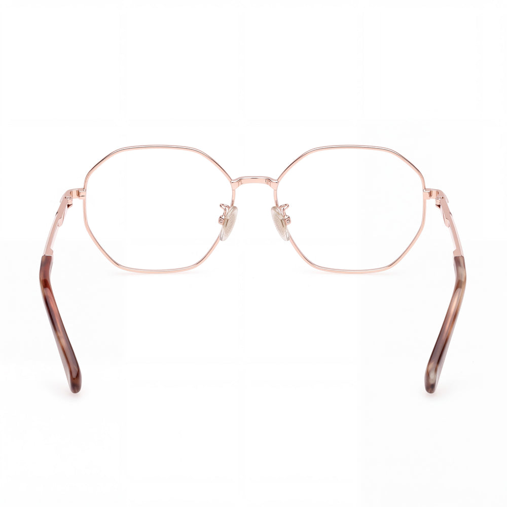 MaxMara Mm5207 Women's Eyewear, crafted with a Metal Frame in a Shiny Pink Gold finish, featuring a 55mm lens width.