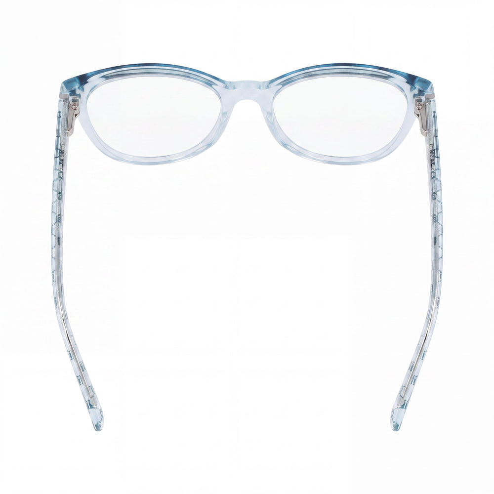 bebe Bb5195 Women's Metal Blue Eyeglass Frames with Polycarbonate Demo Lenses, Clear , 53-17-135mm