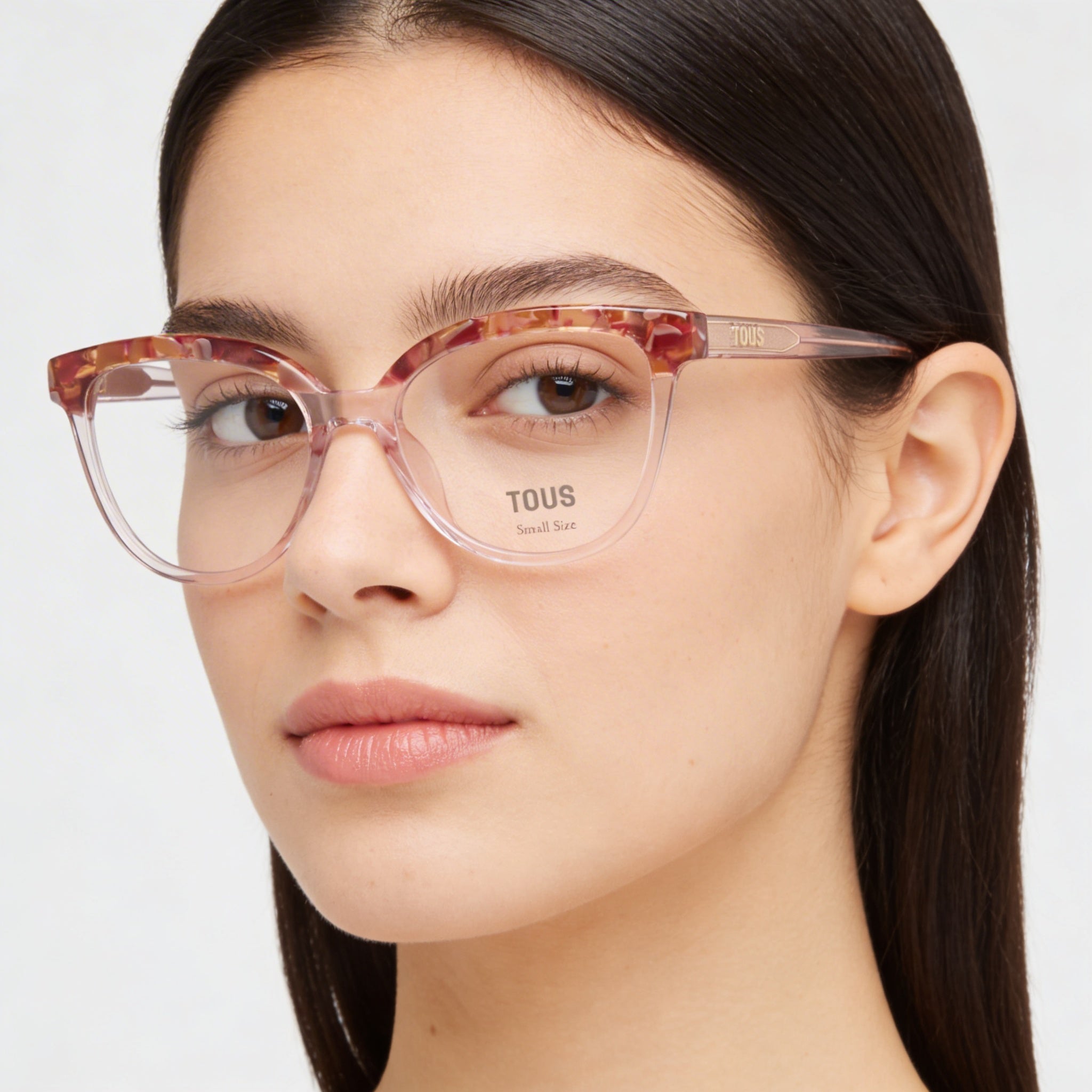TOUS Casual Women's Shiny Transparent Pink Acetate Optical Eyeglass Frame Clear Lens 50/17/135, Photo 4