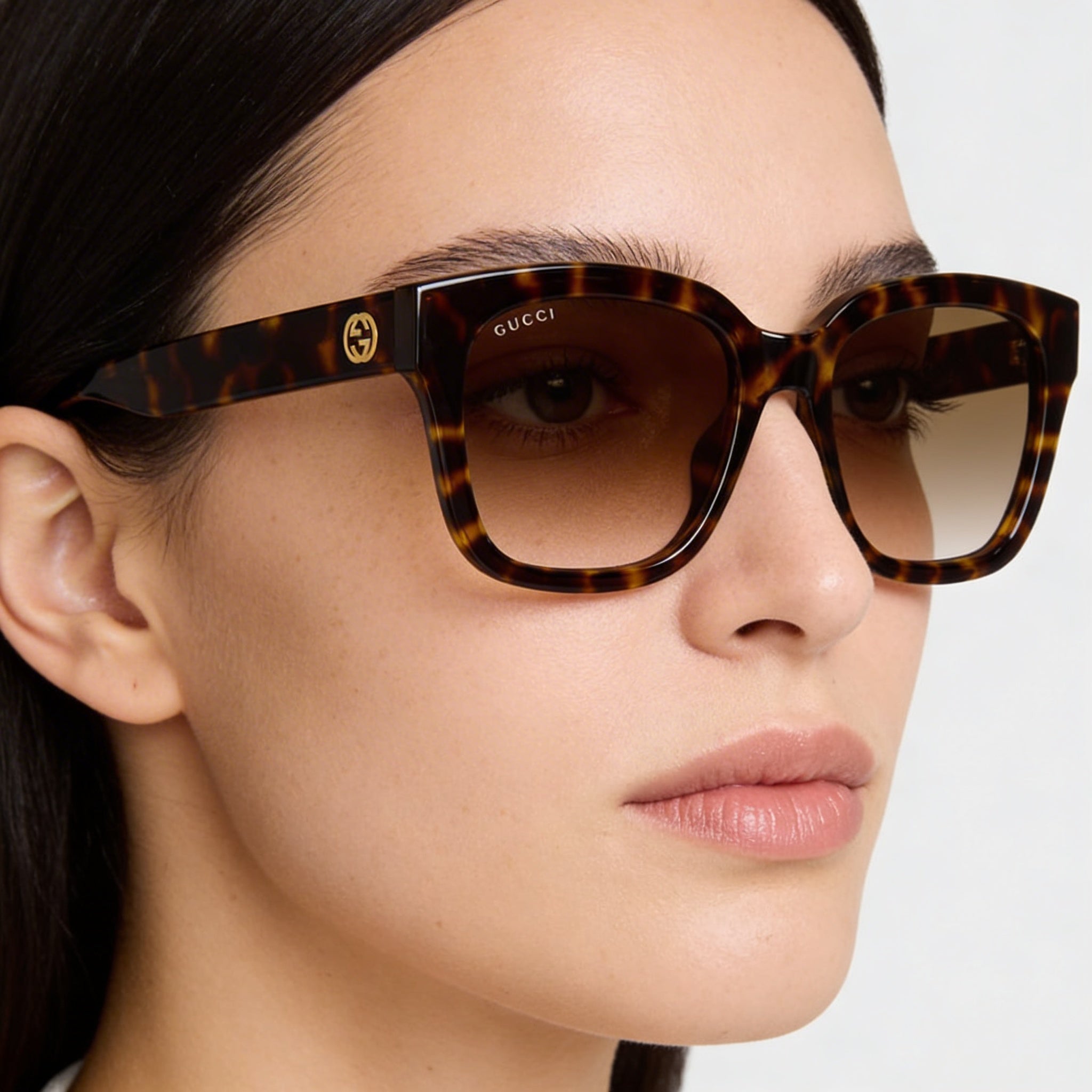 Gafas de sol Gucci Gg1338sk 002 para mujer, montura inyectada con logotipo dorado Havana, marrón degradado, UV, 54 mm, Photo 4