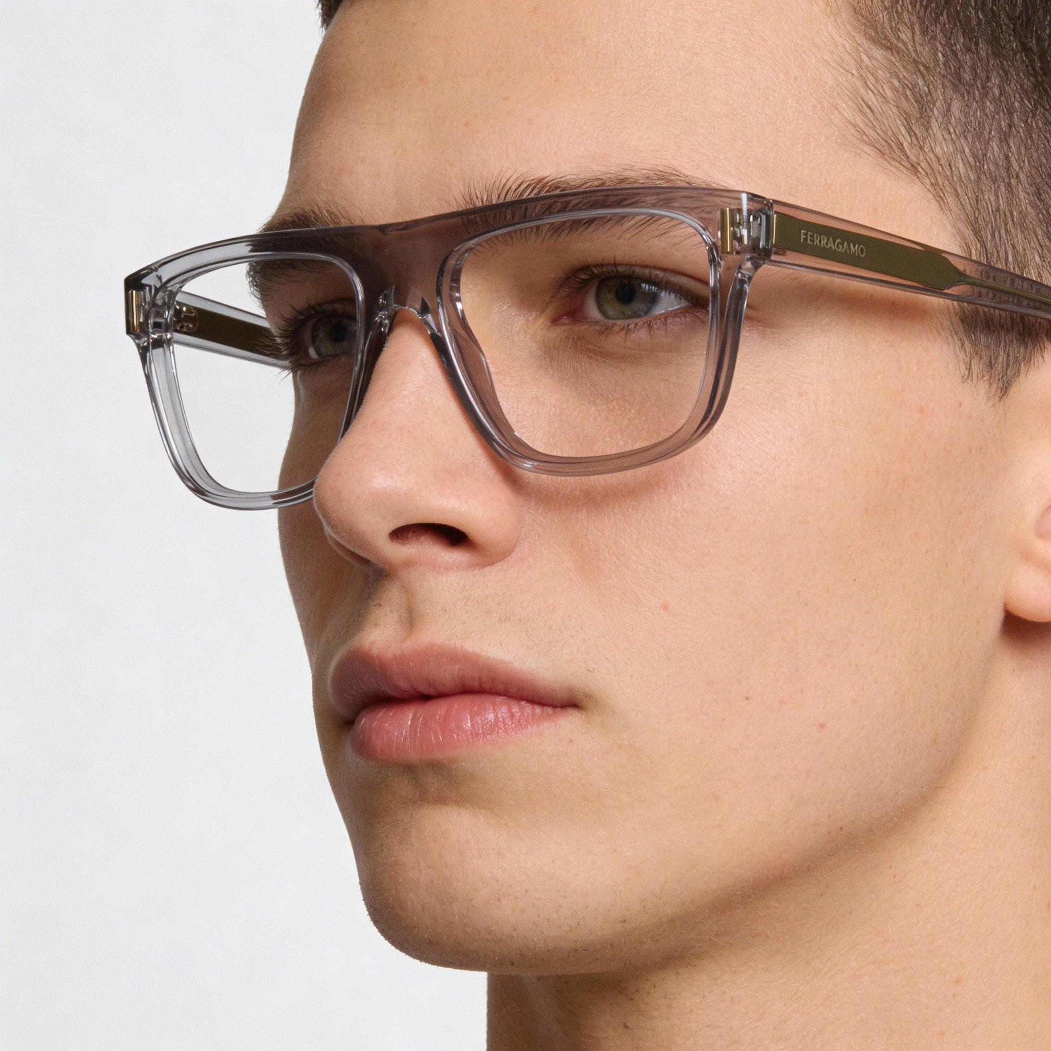 Gafas de acetato Salvatore Ferragamo SF2997 para hombre, color gris cristal claro, talla 55, Photo 3