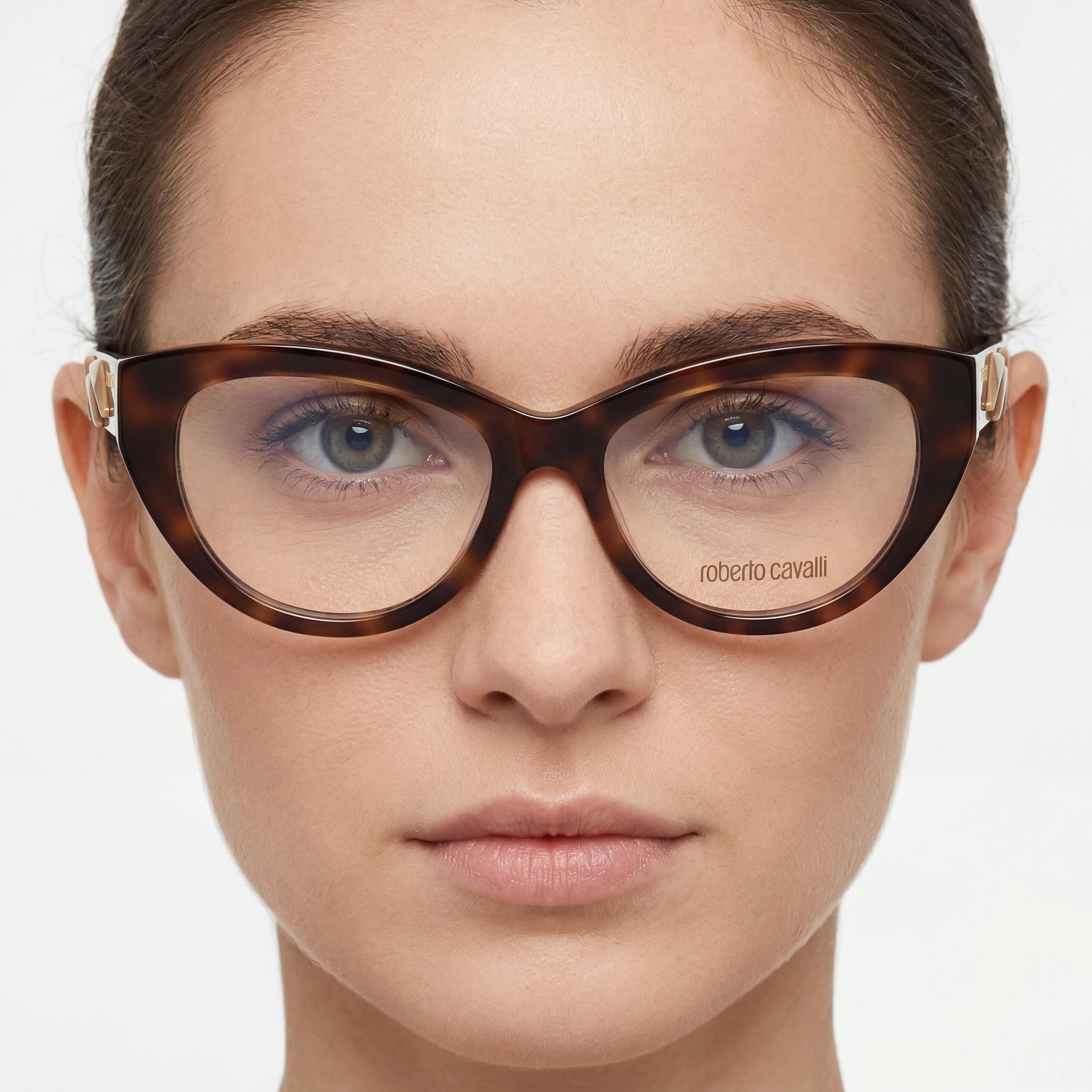 ROBERTO CAVALLI Casual Women's View Glasses, Acetate Frame, Vintage Havana, Clear Lens, 50mm Lens, Photo 5