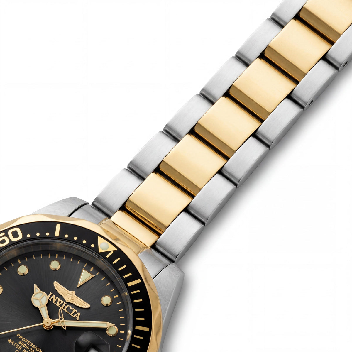 Invicta 17049 Pulsera Unisex Tono Dorado Acero Inoxidable Esfera Negra Cristal Mineral Reloj 20 Bar 37.5mm, Photo 3