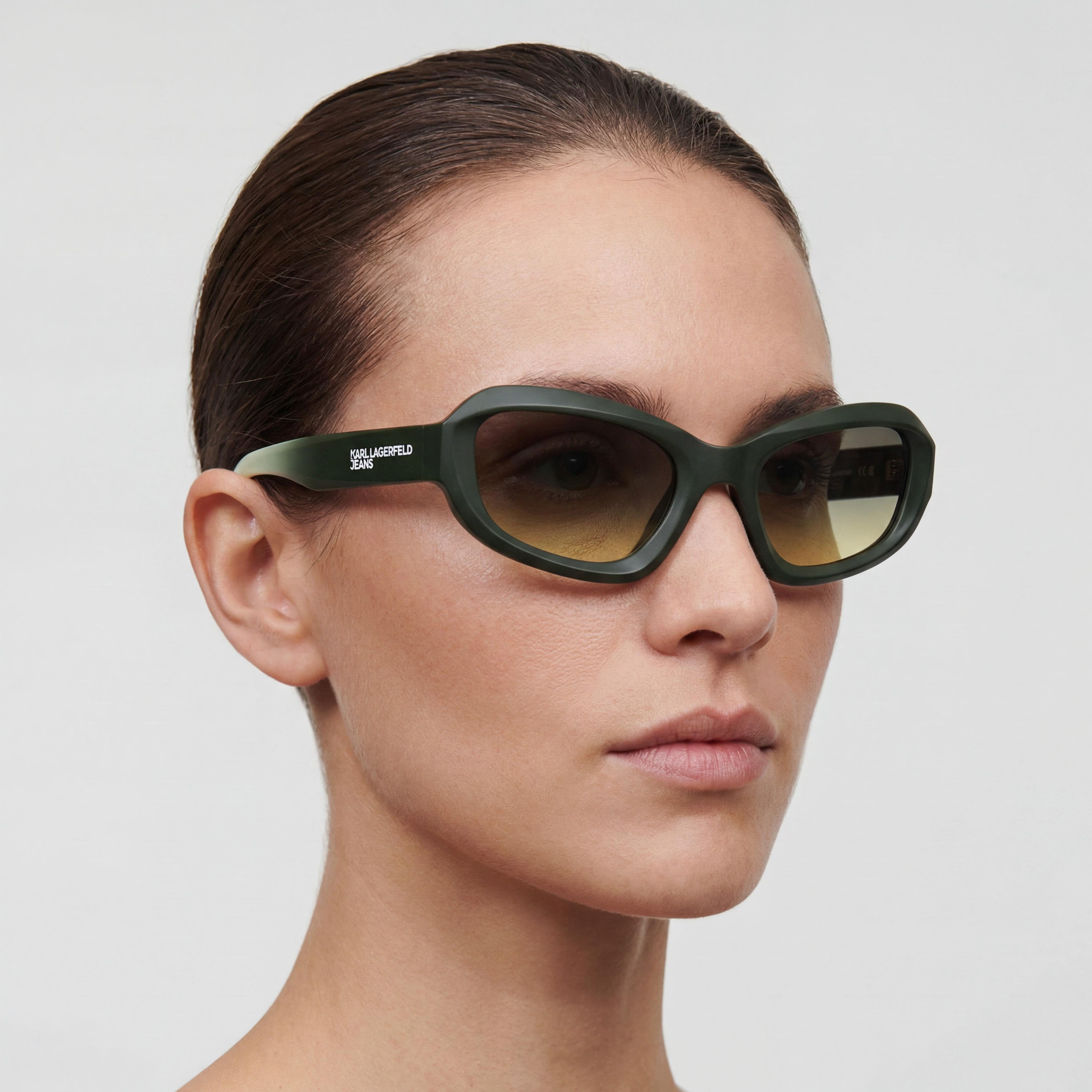 KARL LAGERFELD Klj6200s Gafas de sol de mujer caqui champán de plástico con espejo dorado y protección UV Talla L, Photo 4