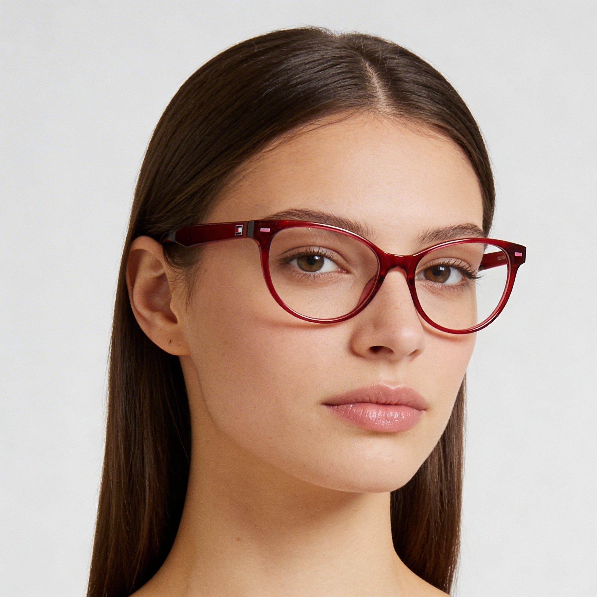 Tommy Hilfiger Modern Women’s Injected Red Glitter Frame, Polycarbonate Non-Polarized Lenses Sunglasses 48mm, Photo 5