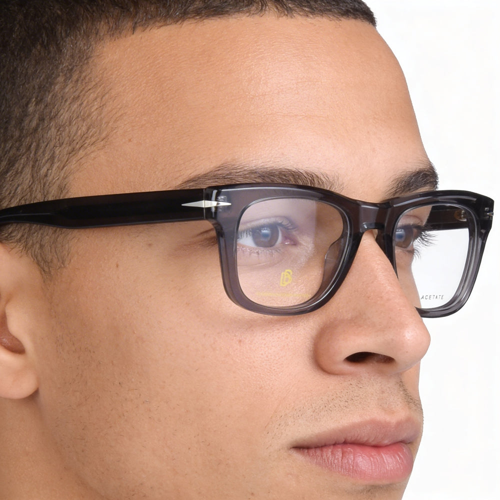 Gafas de sol David Beckham de estilo casual para hombre con montura de acetato gris oscuro transparente 51-21-145