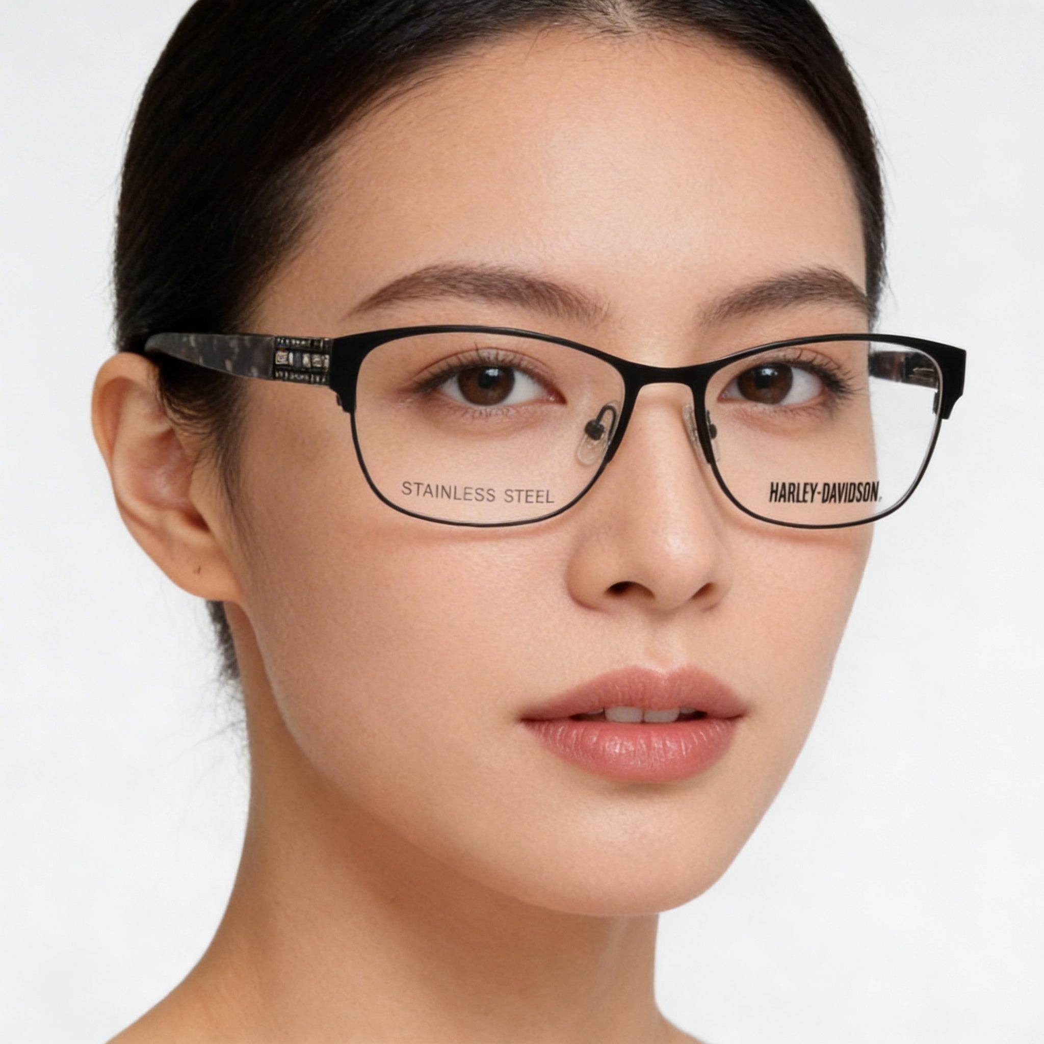 Gafas Harley-Davidson de Mujer Hd0540 de Acero Inoxidable Negro Mate, Montura Perla Habana Lente Negra 56mm, Photo 3