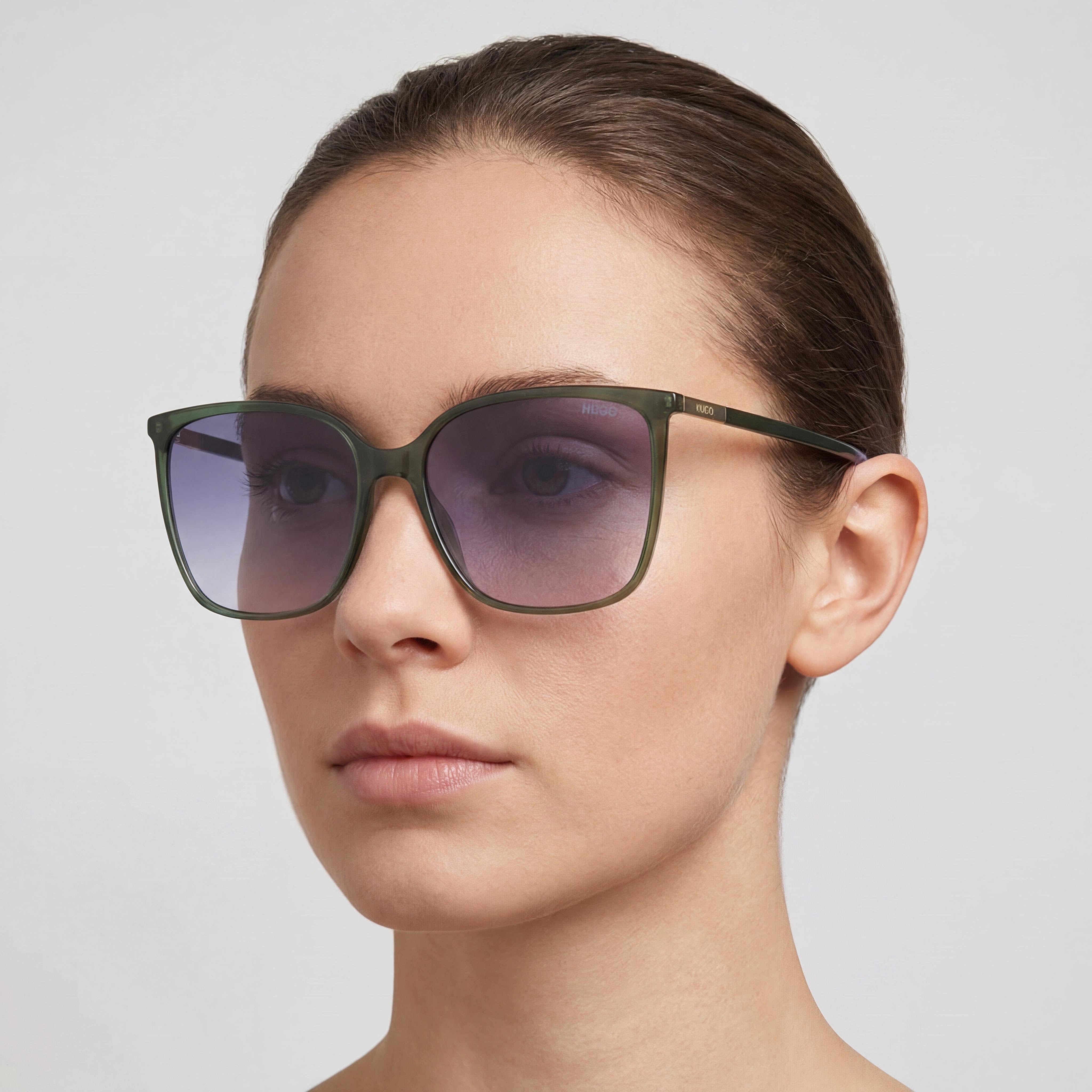 HUGO Contemporary Women's Green Grey Polyamide Frame Green Non-Polarized Sunglasses 57mm, Photo 5