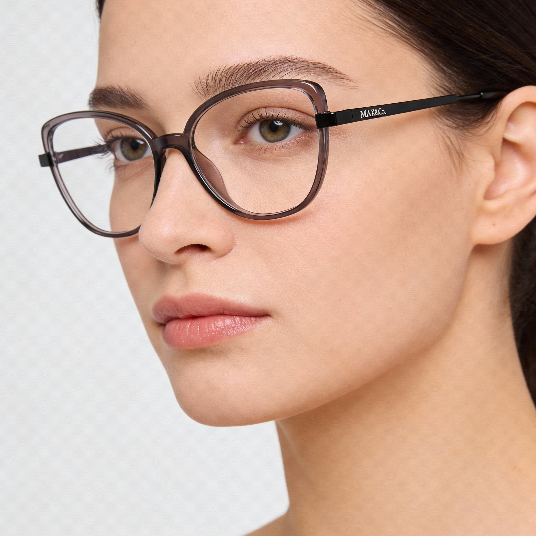 Max & Co. Modern Women's Reading Glasses with Shiny Black Injected Frame and White Lenses 53-15-140, Photo 4