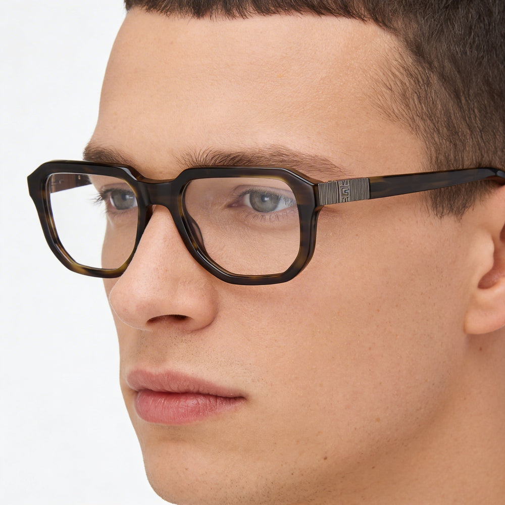GUESS Gu50332 Men's Dark Green Horn Plastic Polycarbonate Eyeglasses 52mm
