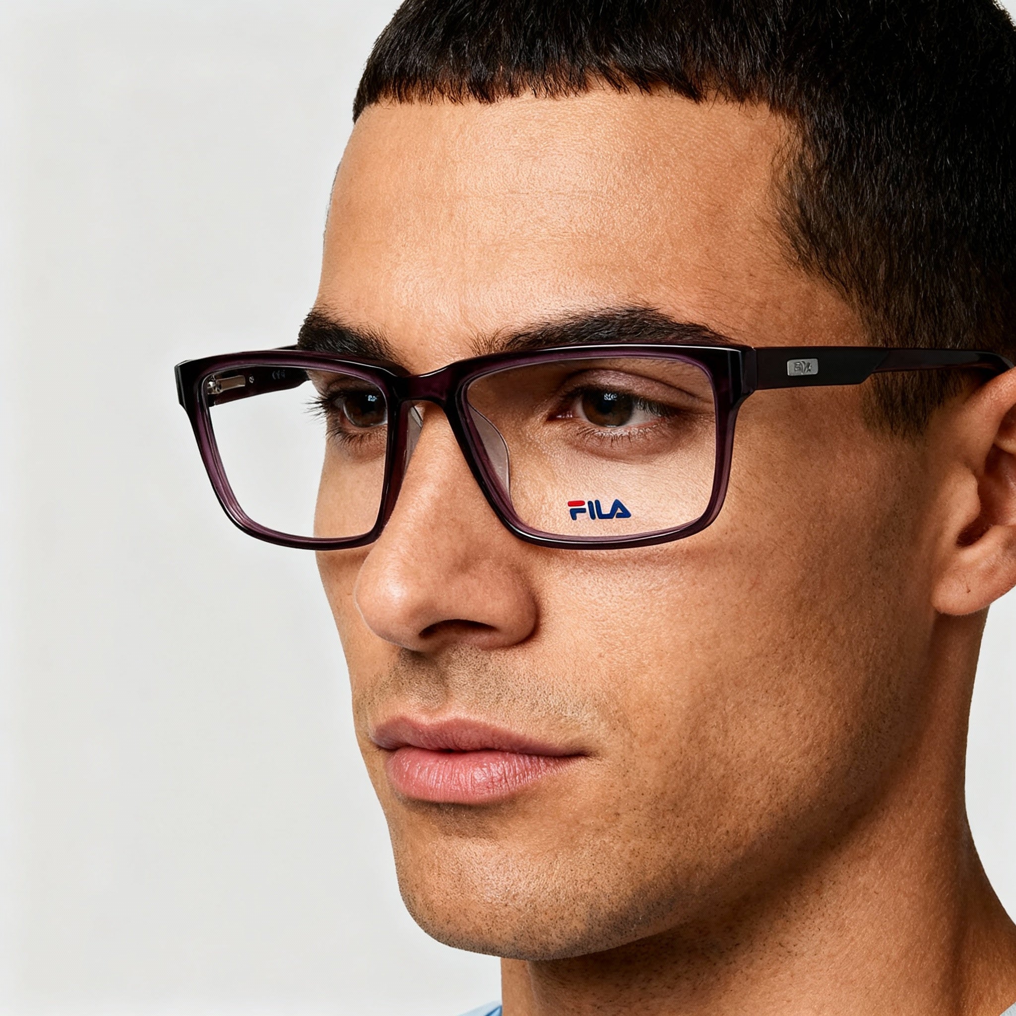 Fila VFI034 Men's Full-frame Acetate Optical Eyeglass Frames in Aubergine, Size 56-16-145mm, Photo 5