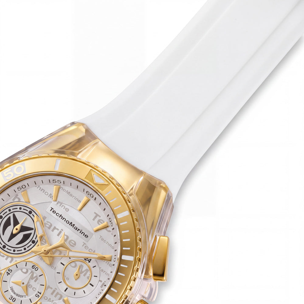 Reloj TechnoMarine TM-118133 para mujer con caja blanca, movimiento de cuarzo, correa de silicona, resistente al agua
