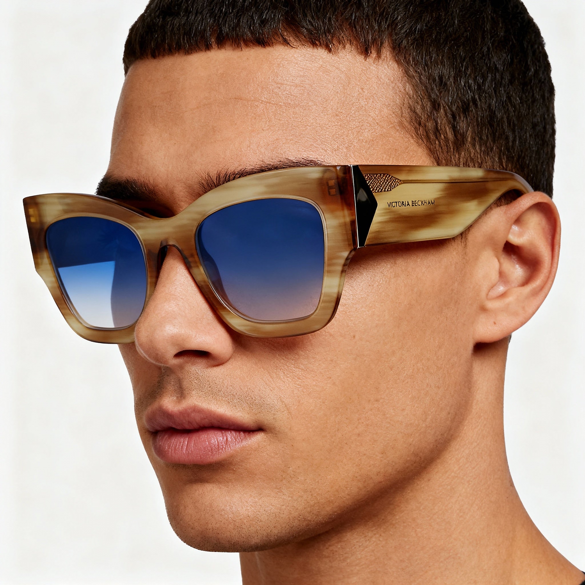 Victoria Beckham Modern Men's Honey Brown Horn Magnesium Frame Non-Polarized Sunglasses 51mm, Photo 4