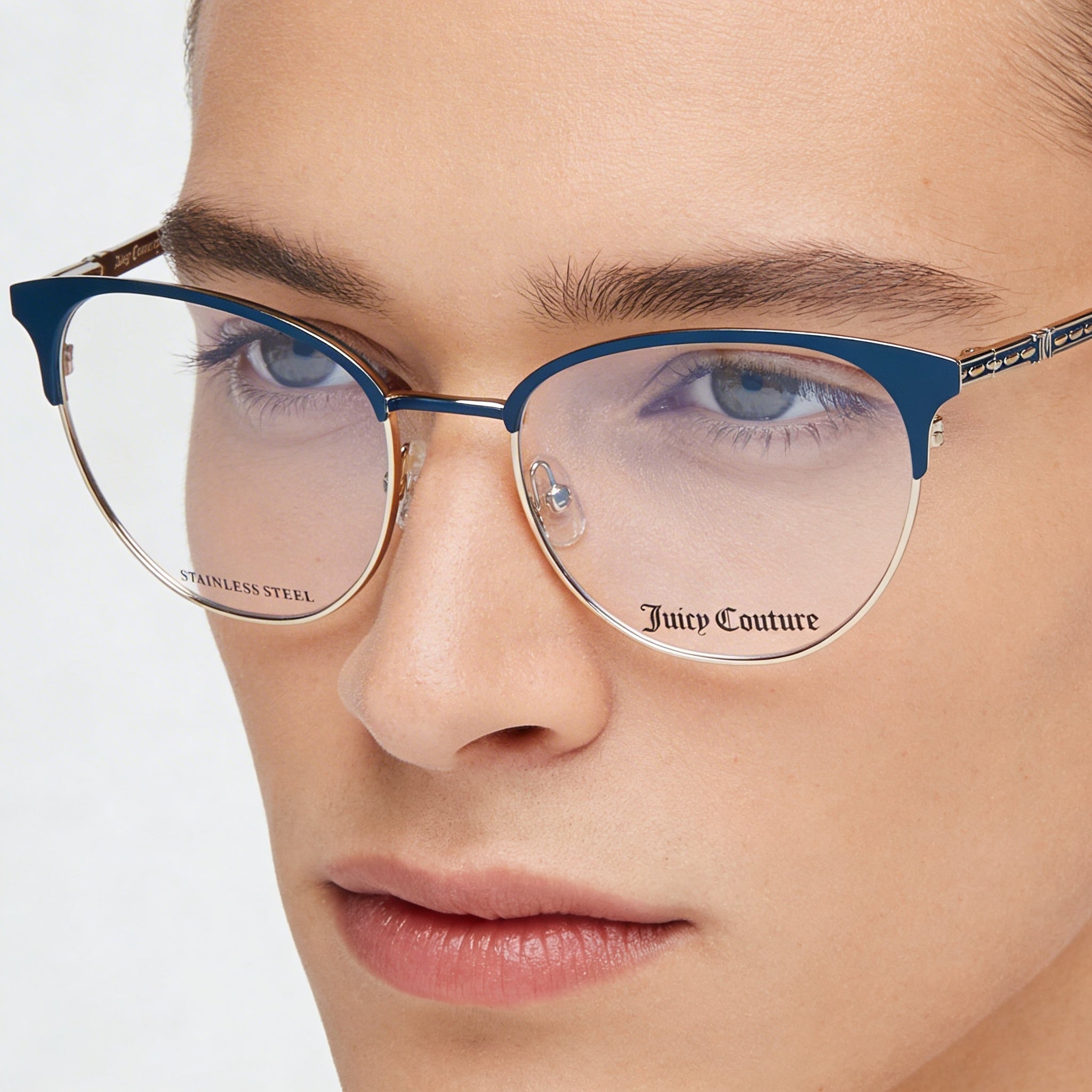 Gafas de sol Juicy Couture Ju 230/g unisex modernas, montura de acero de aleación azul mate, lentes de policarbonato no polarizadas de 52 mm, Photo 3