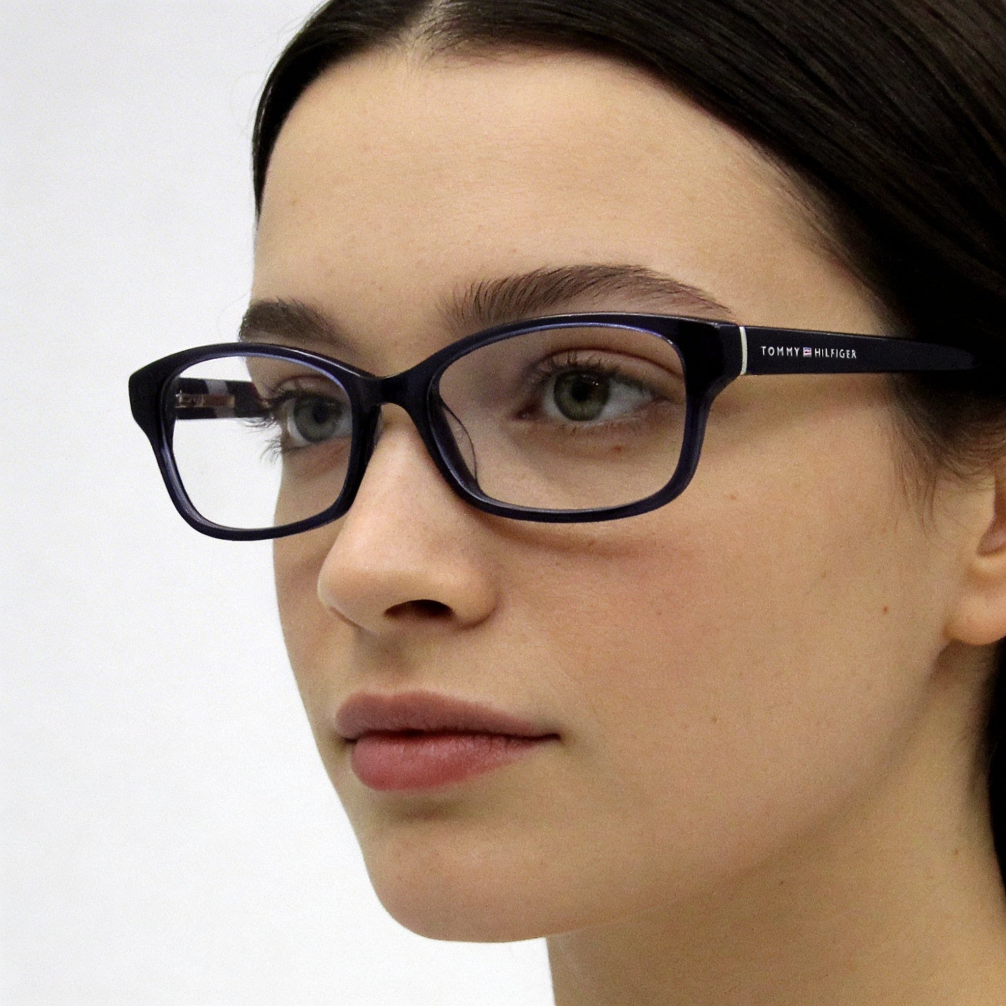 Gafas Tommy Hilfiger TH 1685 para mujer, montura de plástico azul oscuro transparente con lentes de policarbonato, 51-16-140 mm, Photo 4