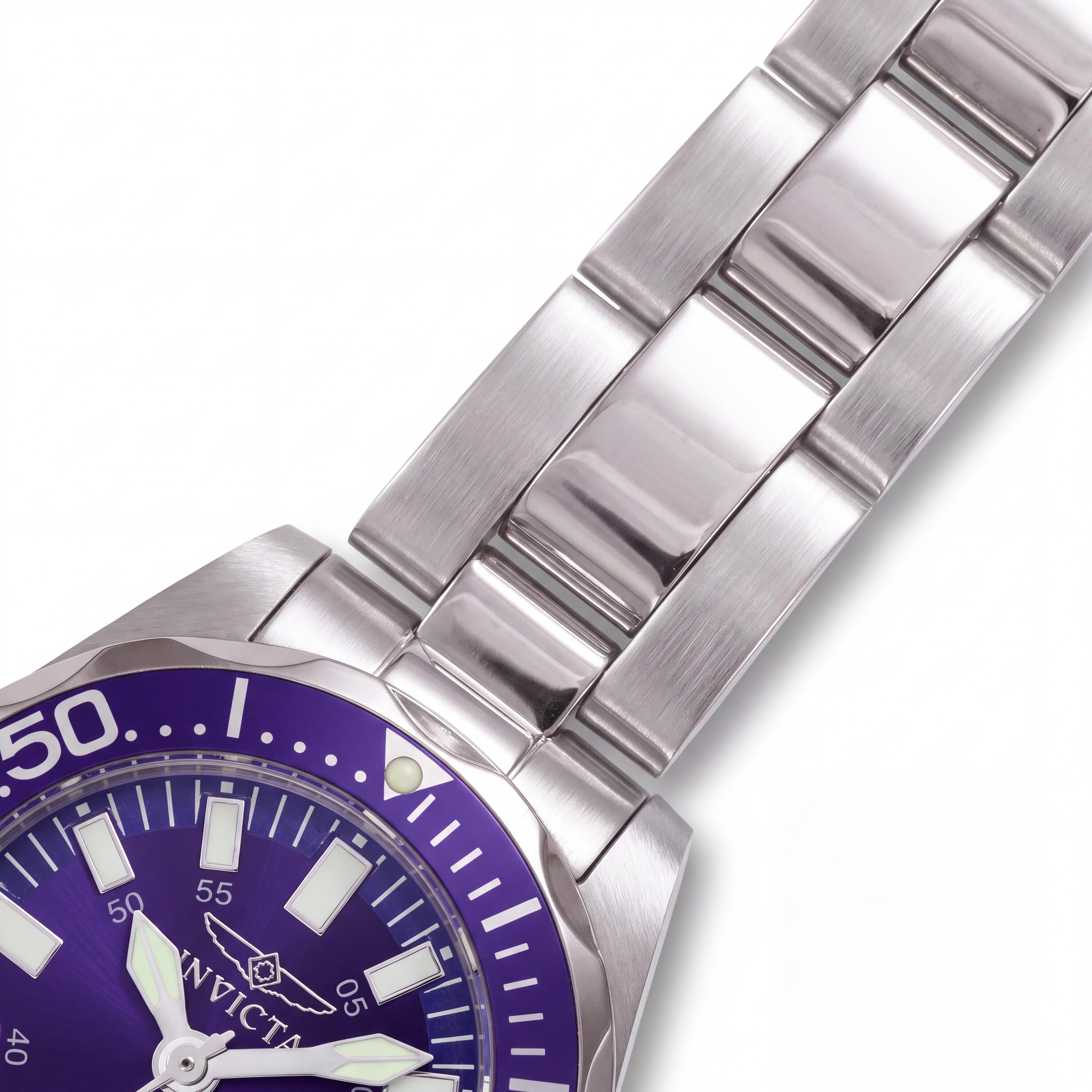 Invicta Pulsera Unisex Acero Inoxidable Plateado 27mm Esfera Azul Reloj de Cuarzo Suizo, Brilla en la Oscuridad, 200M RM, Photo 3