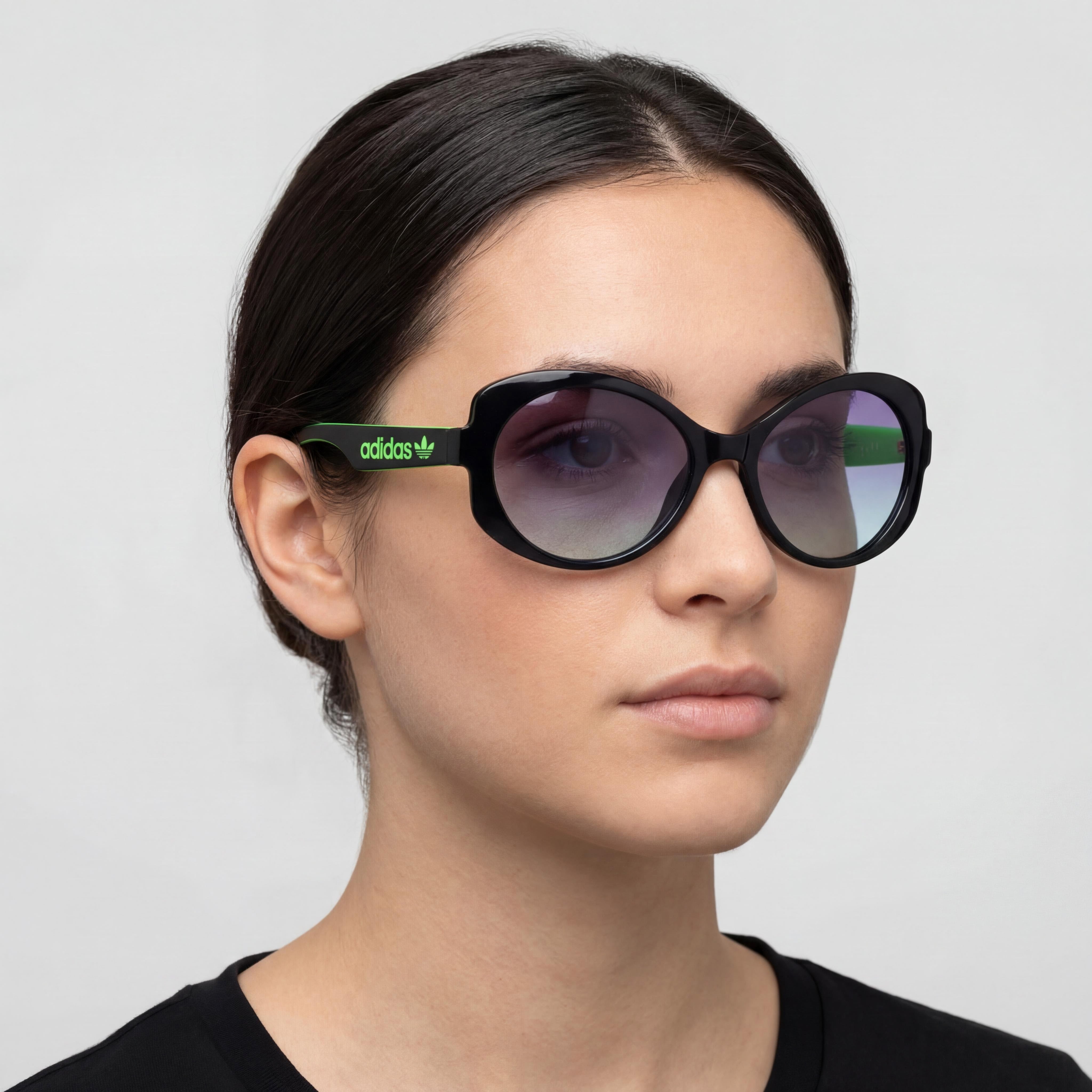 Gafas de sol adidas Originals Contemporaneo para mujer, color negro y verde, de acetato, diseño de mariposa, con protección UV, color gris ahumado, 56 mm, Photo 5