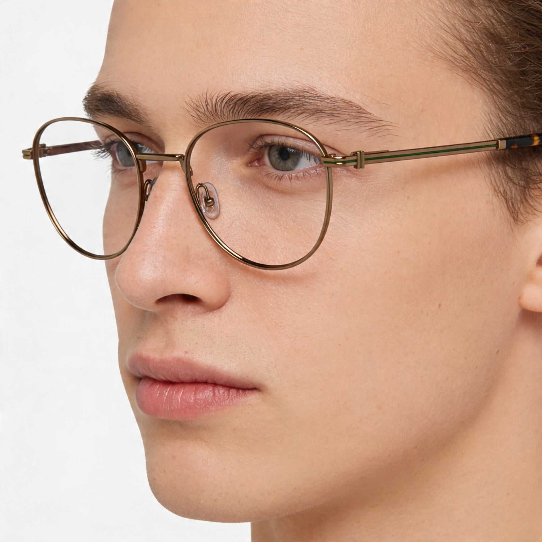 Gafas unisex Lacoste Modern L2312 con montura ovalada de metal de aro completo en oro ámbar, ancho de mica de 52 mm, Photo 4