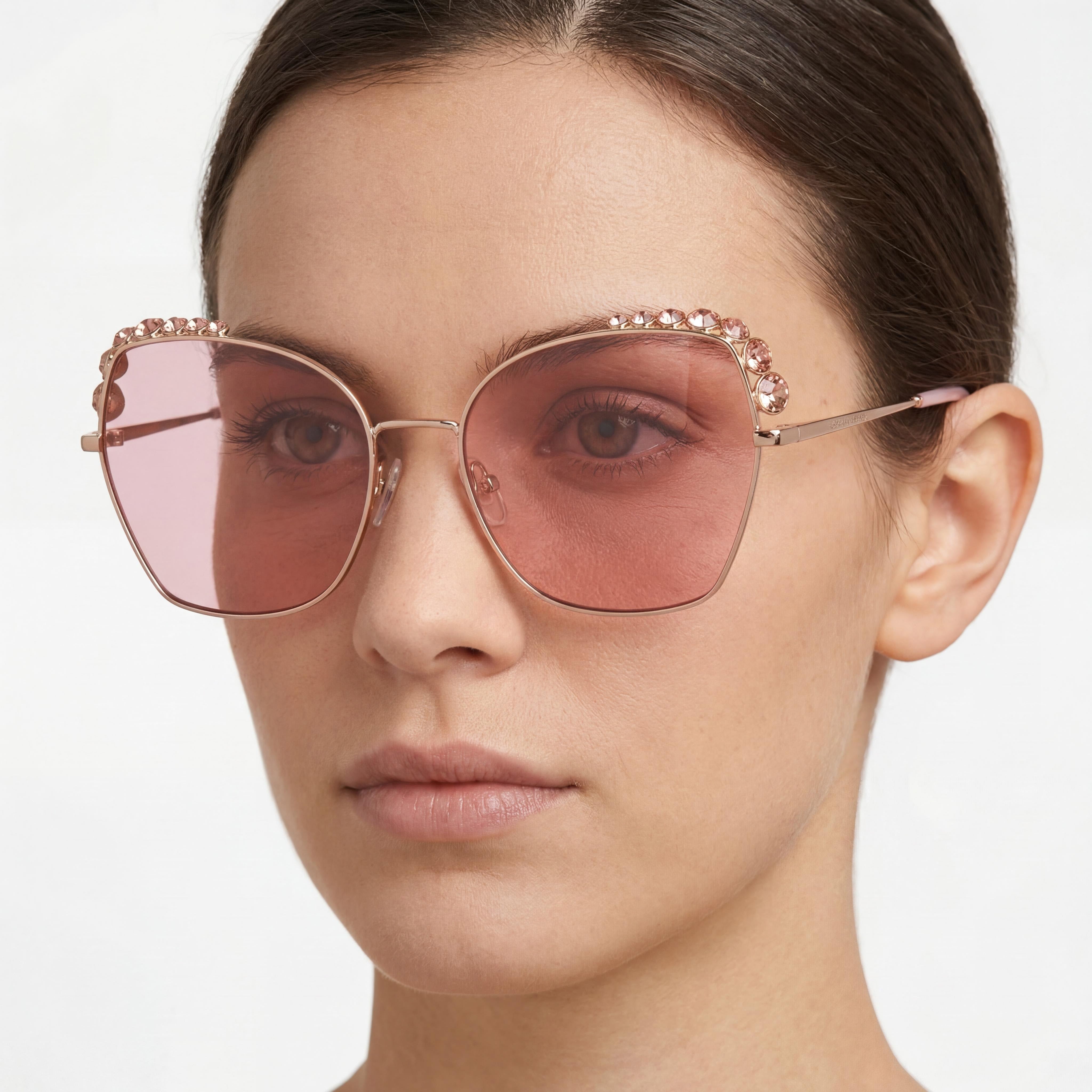 Carolina Herrera Her 0145/S Women's Pink Metal Full Rim Cat Eye UV Protected Sunglasses with Smoke Lenses 59mm, Photo 4